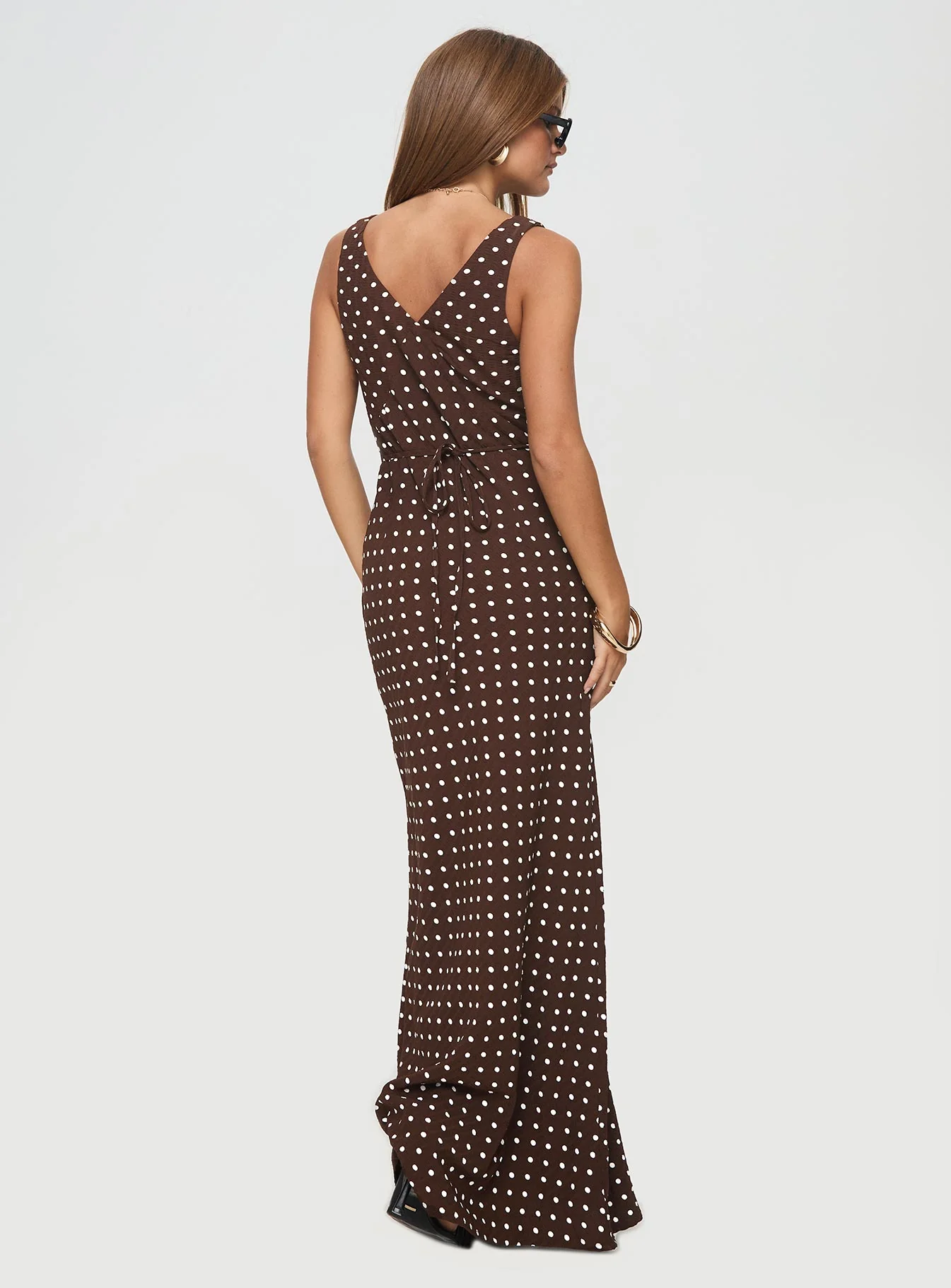 Nellie Maxi Dress Brown Polka Dot - Image 5