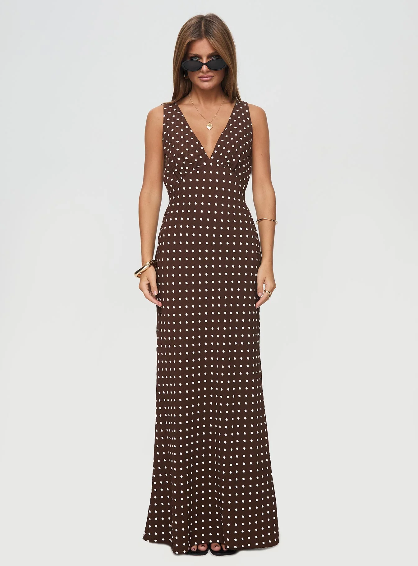 Nellie Maxi Dress Brown Polka Dot - Image 7