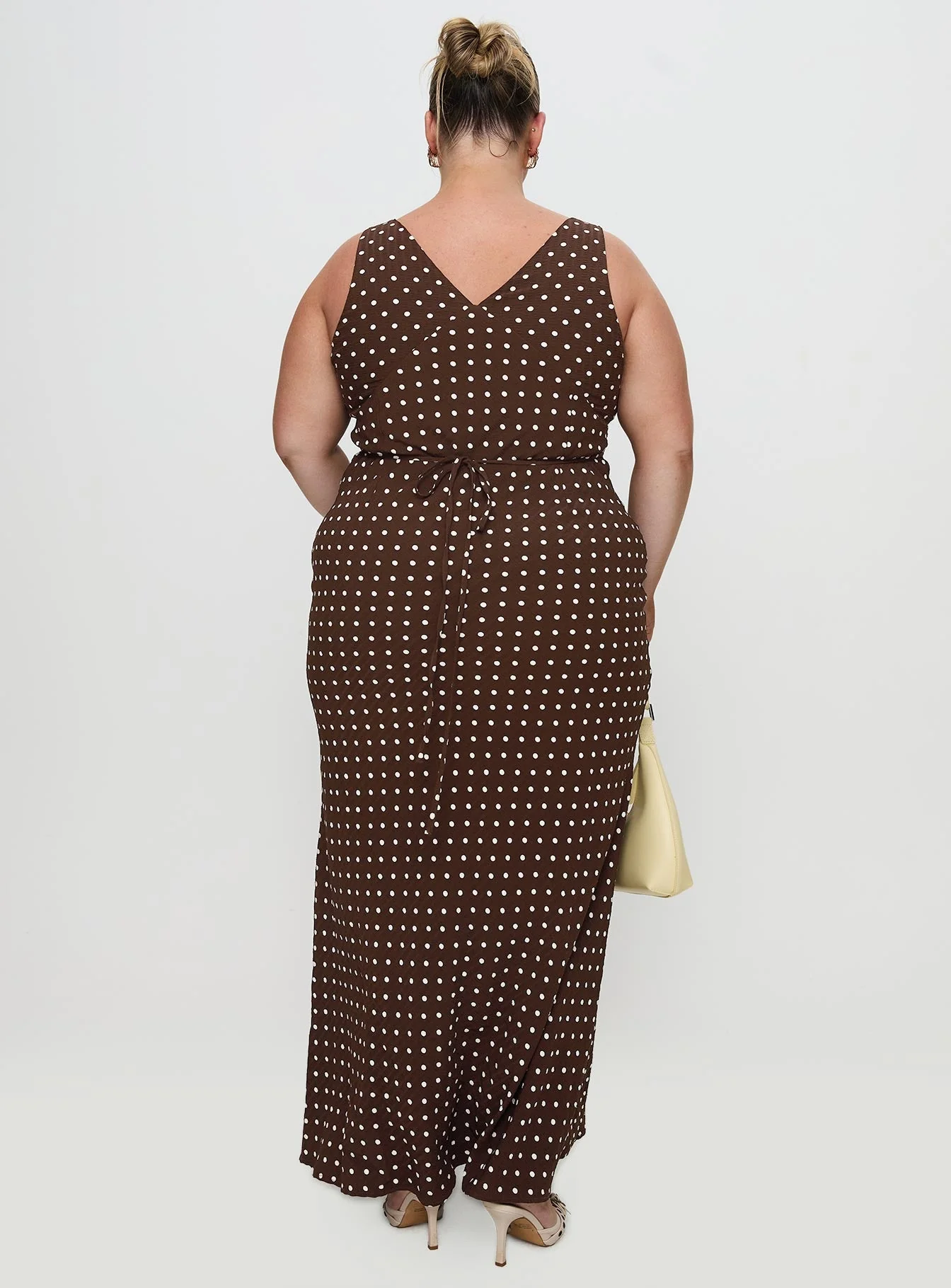 Nellie Maxi Dress Brown Polka Dot Curve - Image 5