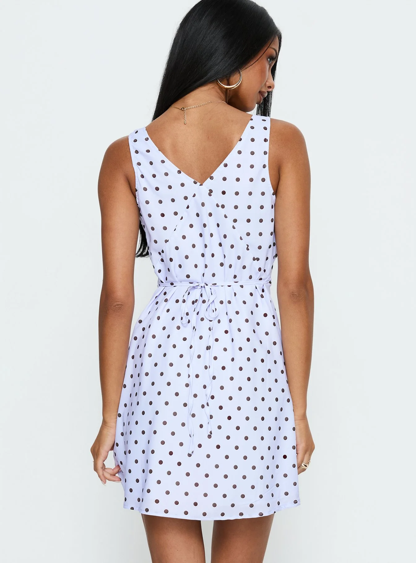 Nellie Mini Dress Blue / Brown Polka Dot - Image 4