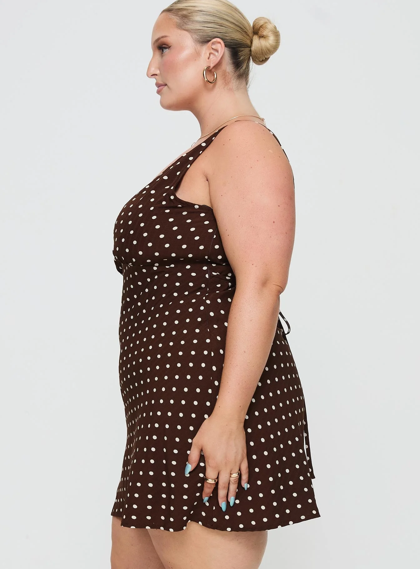 Nellie Mini Dress Brown Polka Dot Curve - Image 4