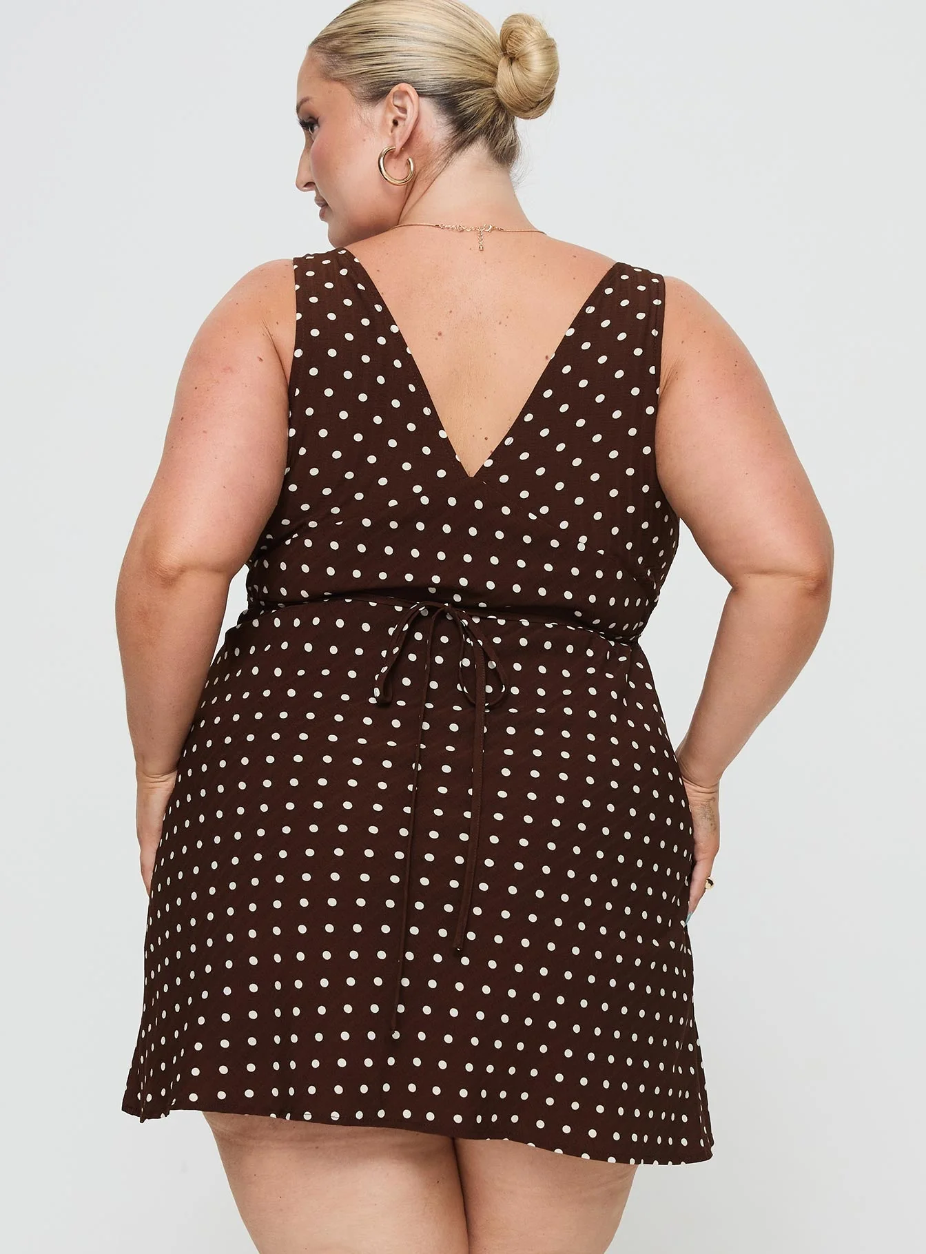 Nellie Mini Dress Brown Polka Dot Curve - Image 5