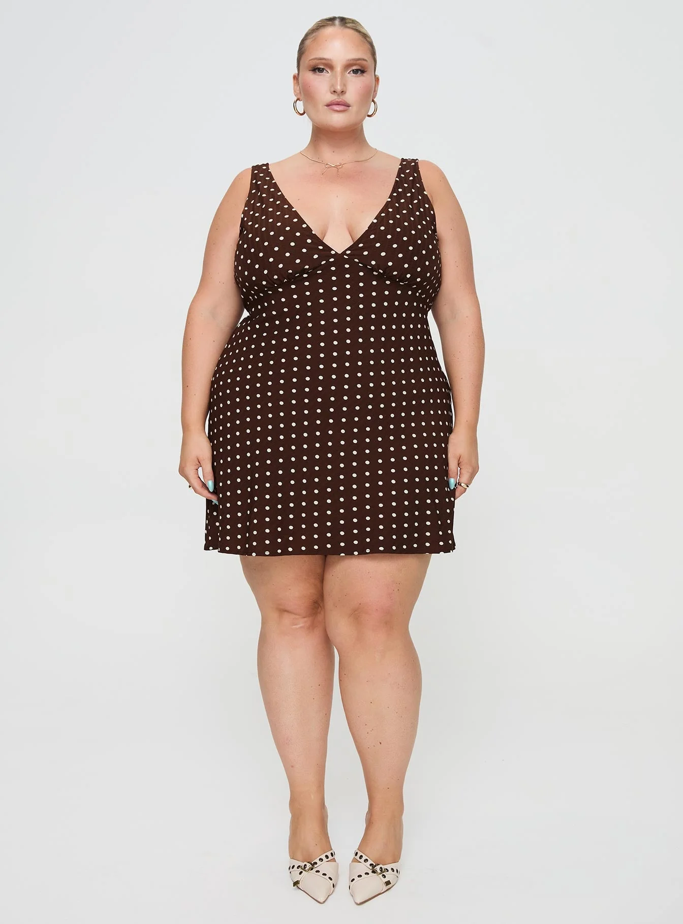 Nellie Mini Dress Brown Polka Dot Curve - Image 7