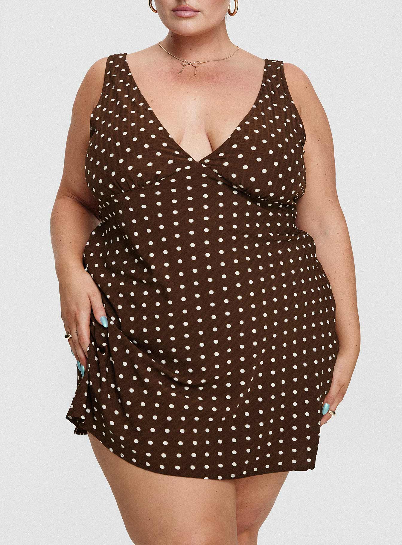 Nellie Mini Dress Brown Polka Dot Curve - Image 8