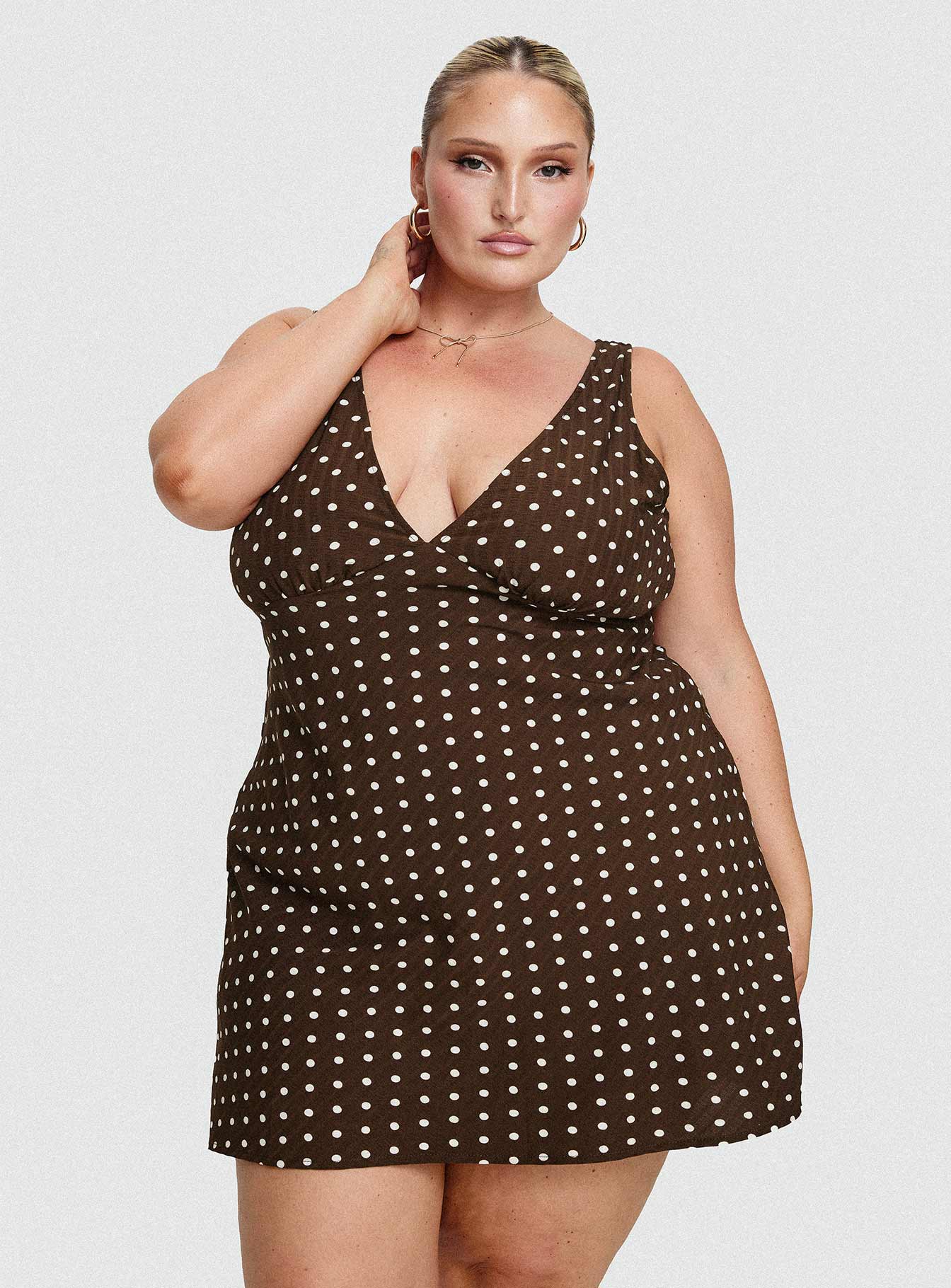 Nellie Mini Dress Brown Polka Dot Curve - Image 9