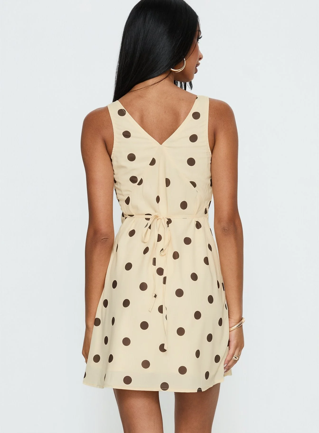 Nellie Mini Dress Lemon / Brown Polka Dot - Image 5