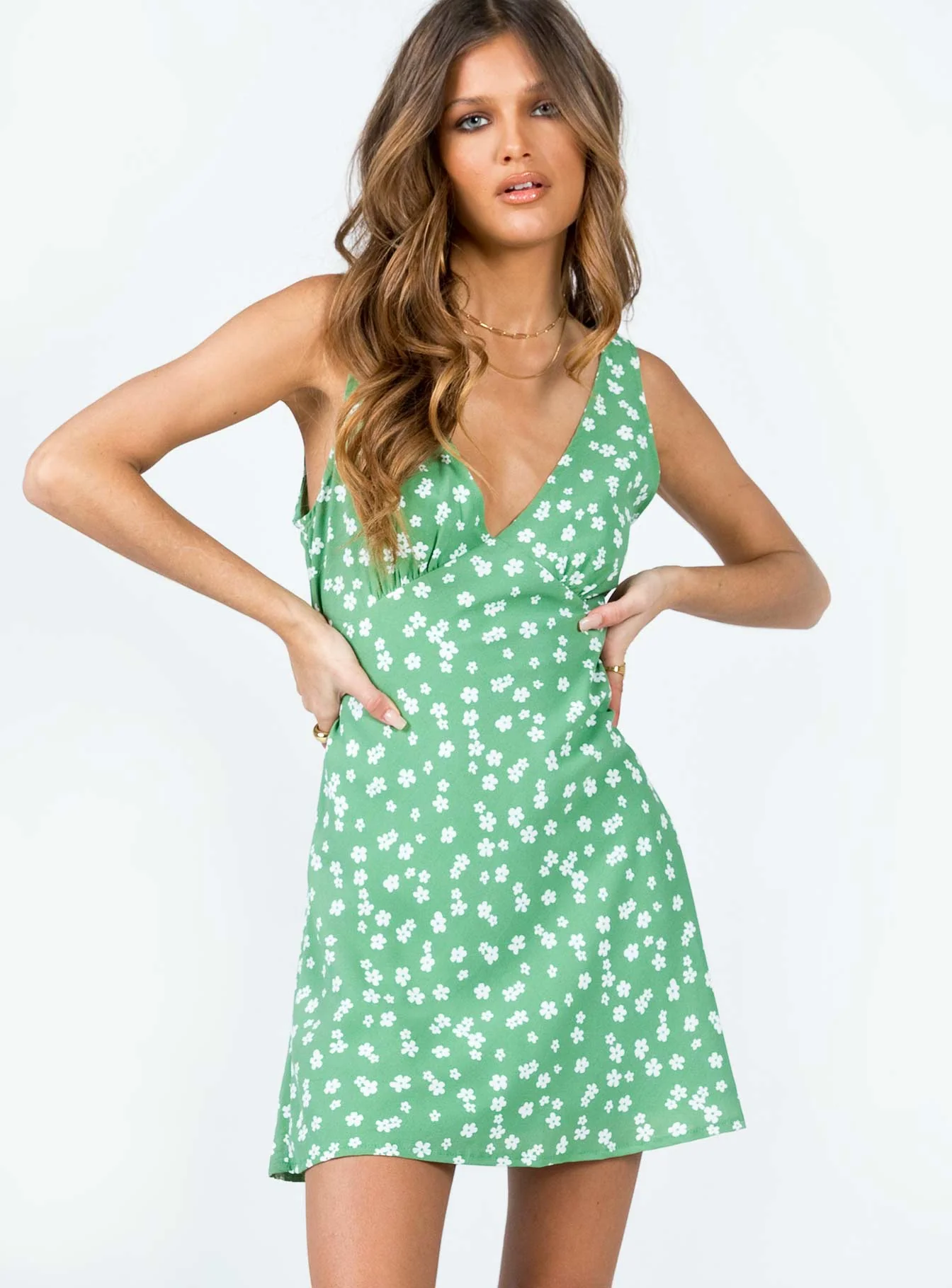 Nellie Mini Dress Sage Floral - Image 2