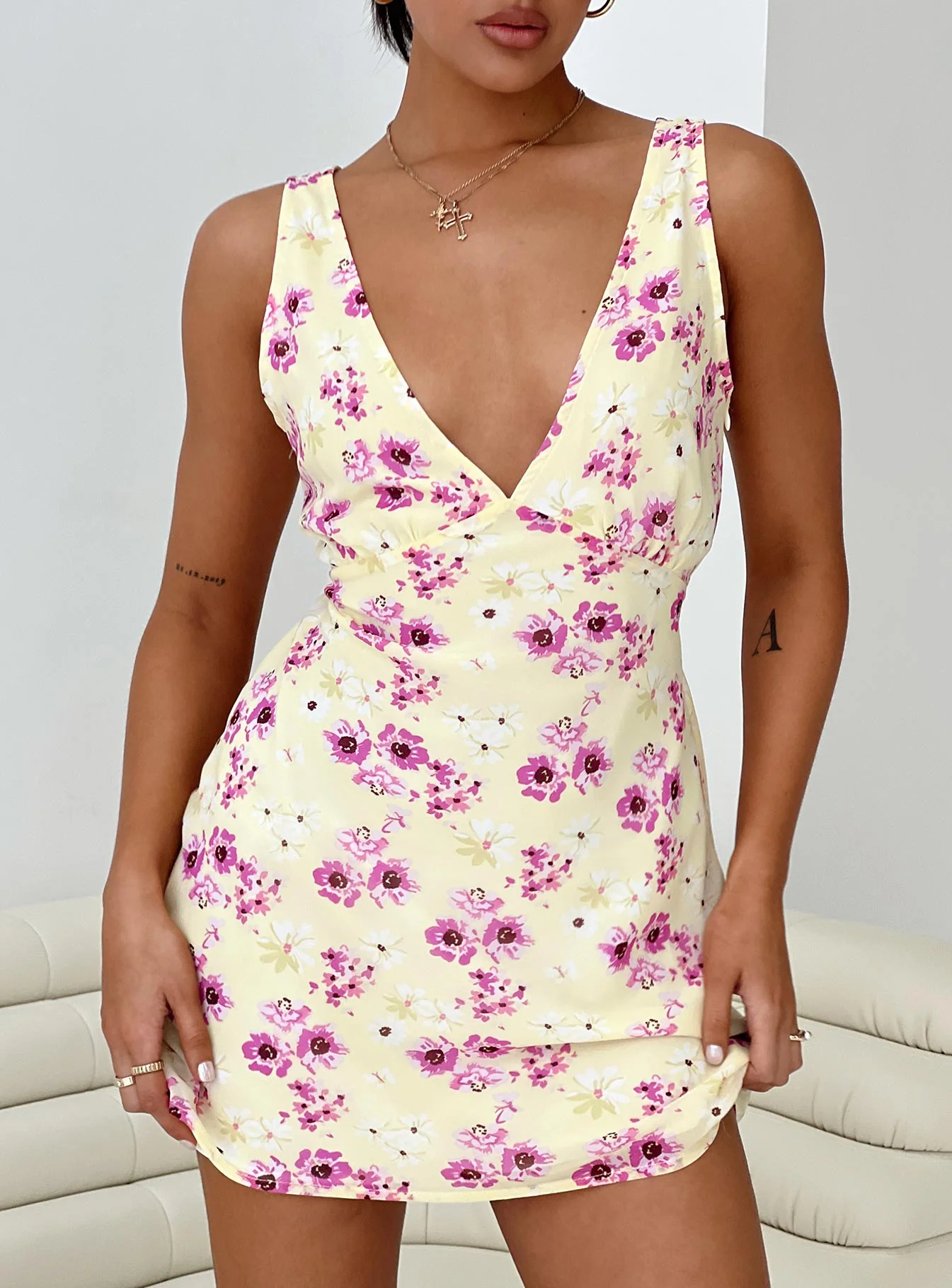 Nellie Mini Dress Yellow Floral - Image 10