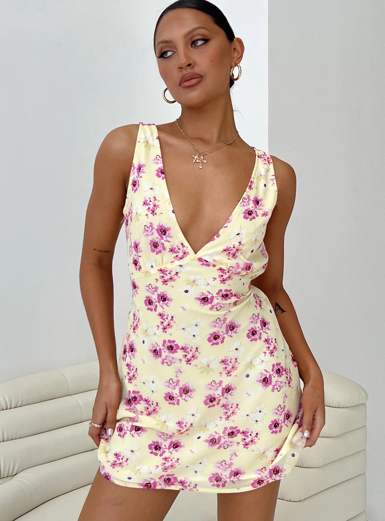 Nellie Mini Dress Yellow Floral - Image 9