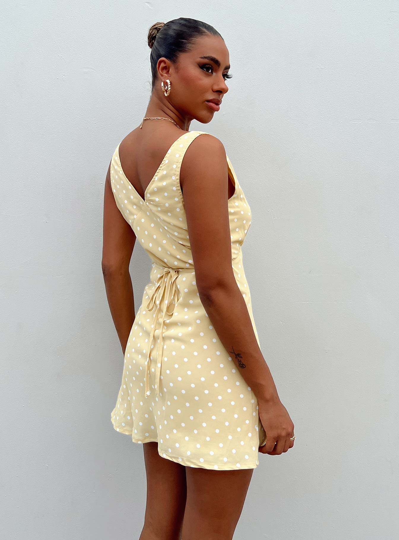 Nellie Mini Dress Yellow Polka Dot - Image 6