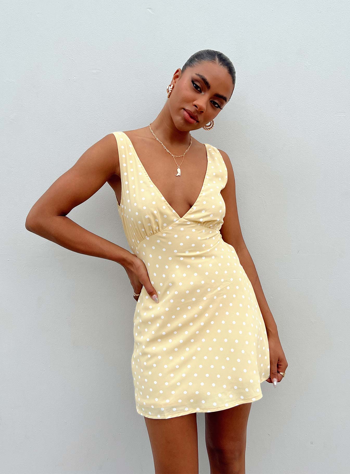 Nellie Mini Dress Yellow Polka Dot - Image 7