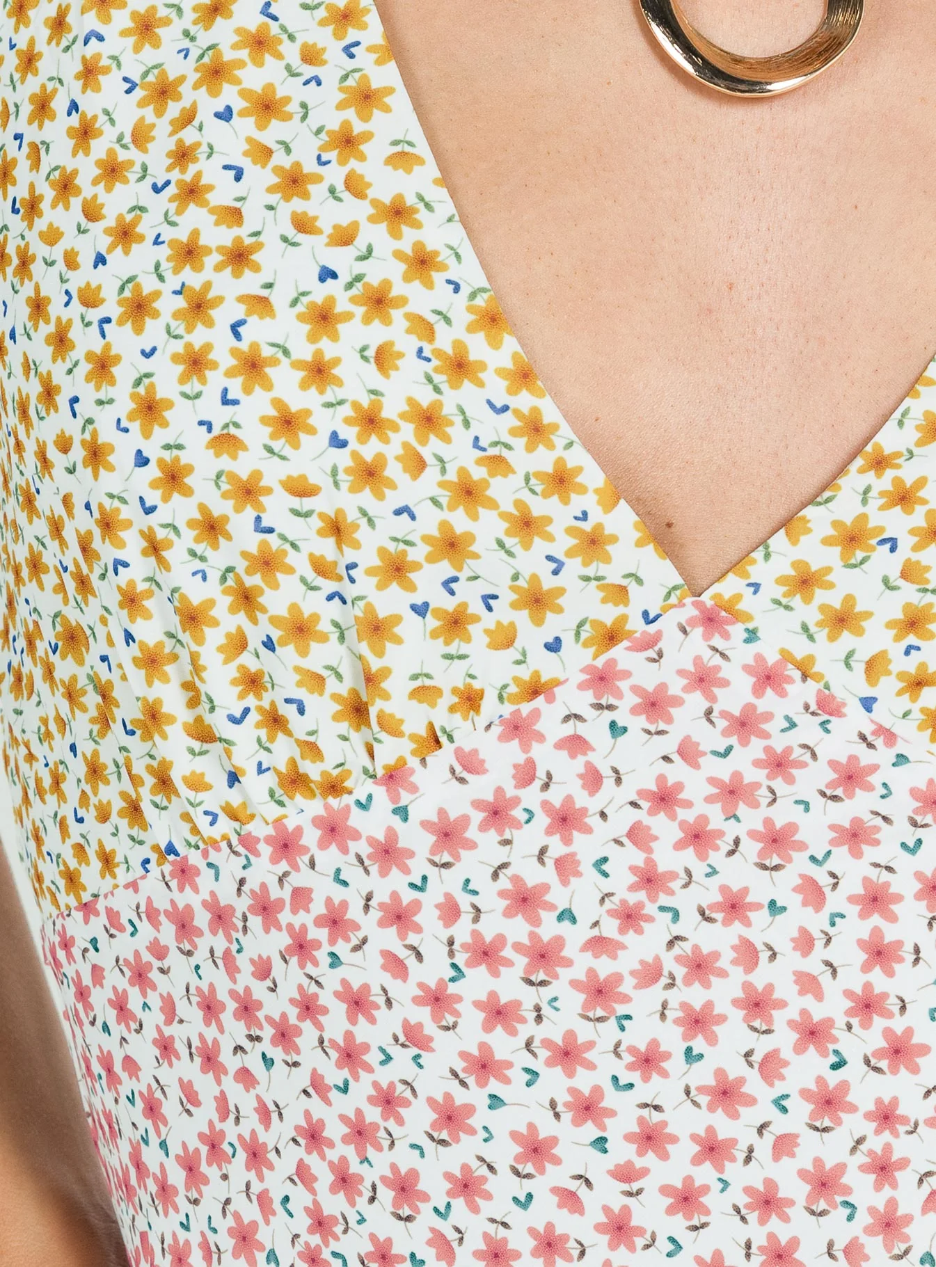 Nellie Two Tone Mini Dress Yellow / Pink Floral - Image 6