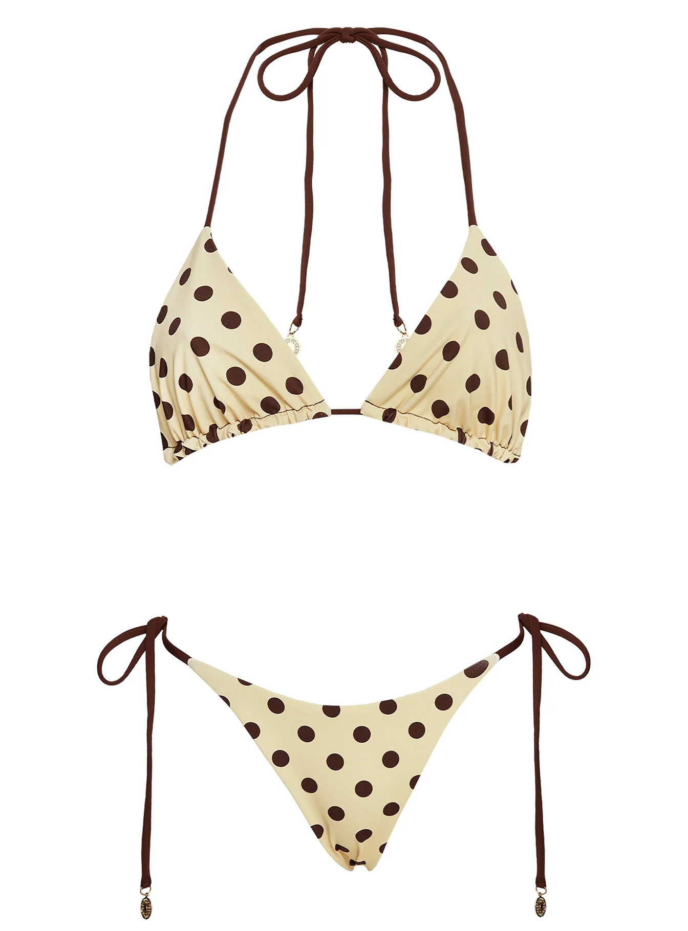 Nevaeh Reversible Triangle Bikini Top Yellow Polka Dot - Image 7