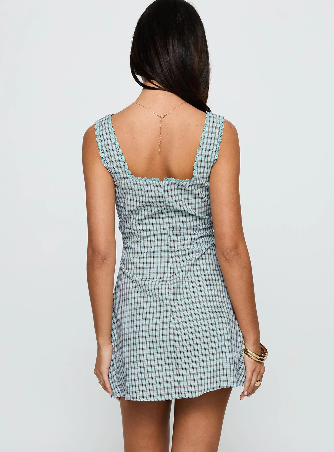 Dasha Mini Dress Blue / Brown Check - Image 5