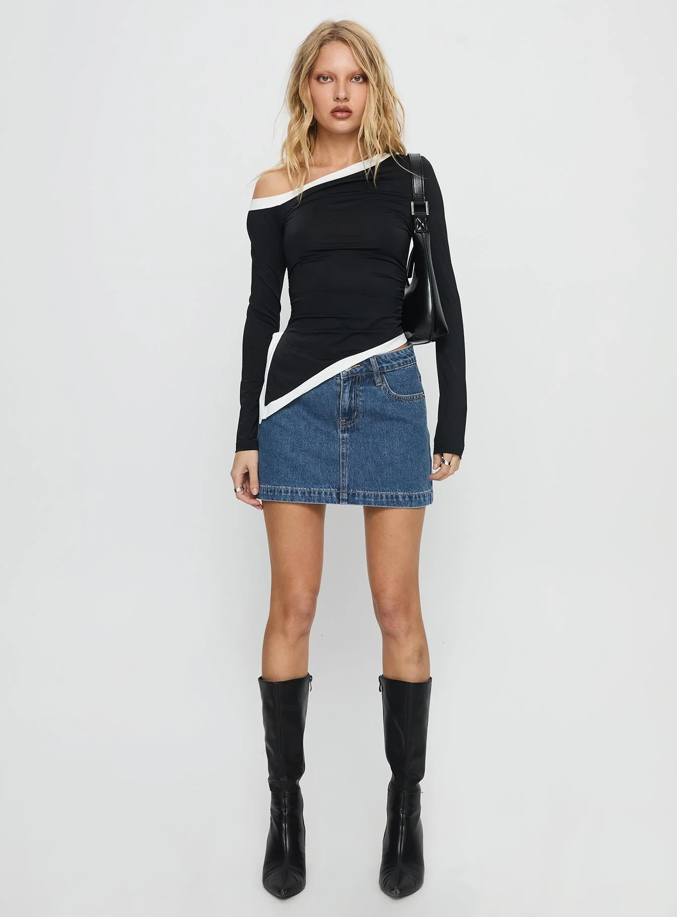 Nickei Denim Mini Skirt Mid Wash Tall - Image 7