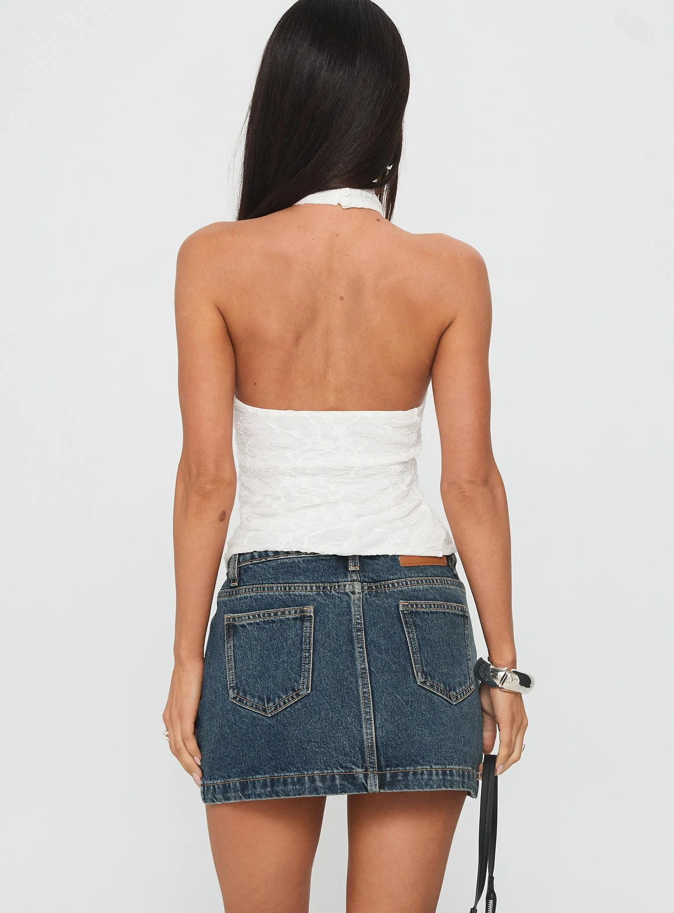 Nickei Denim Mini Skirt Washed Blue Tall - Image 5
