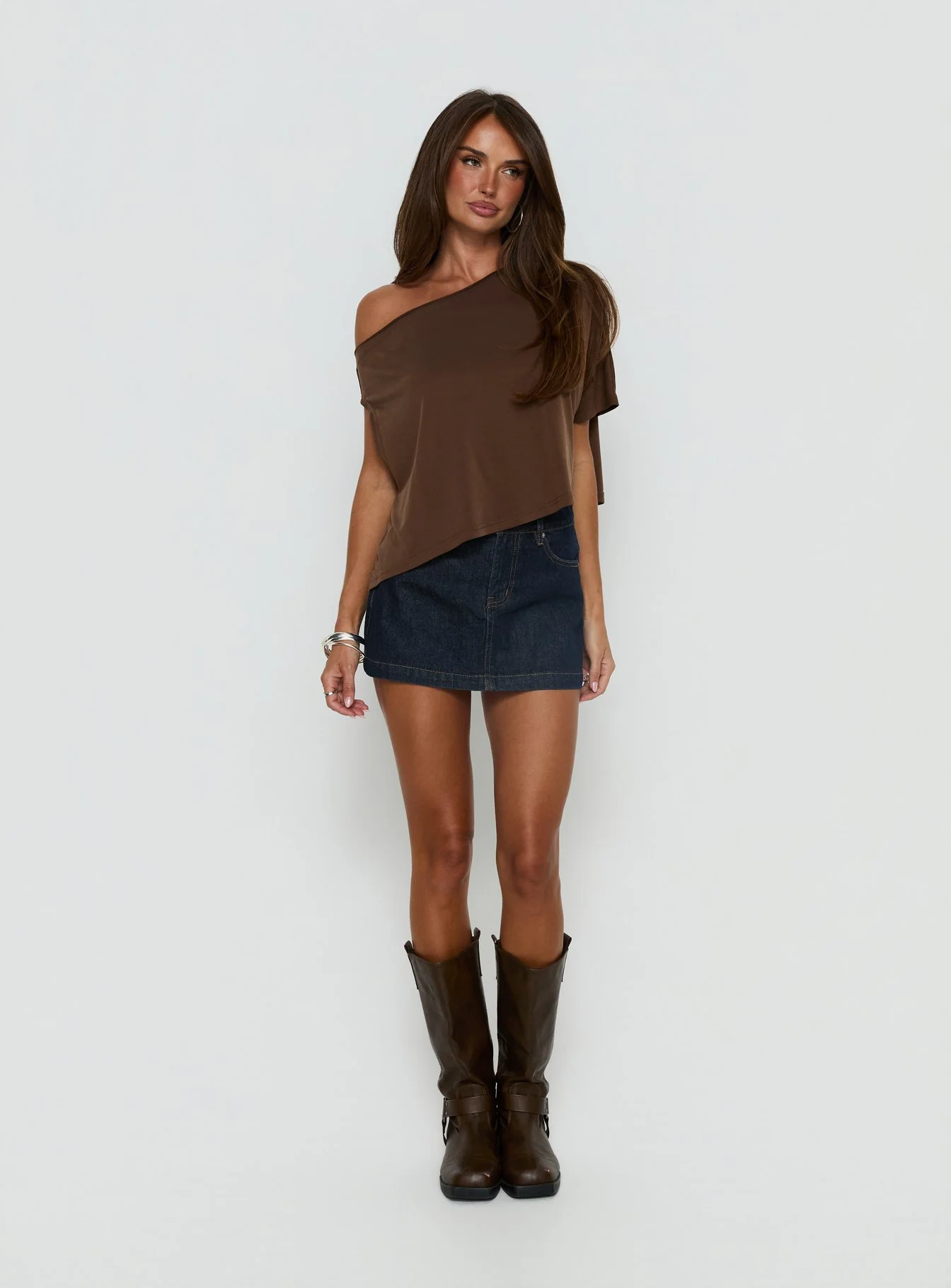 Nicolina Low Rise Denim Mini Skirt Raw Denim - Image 2