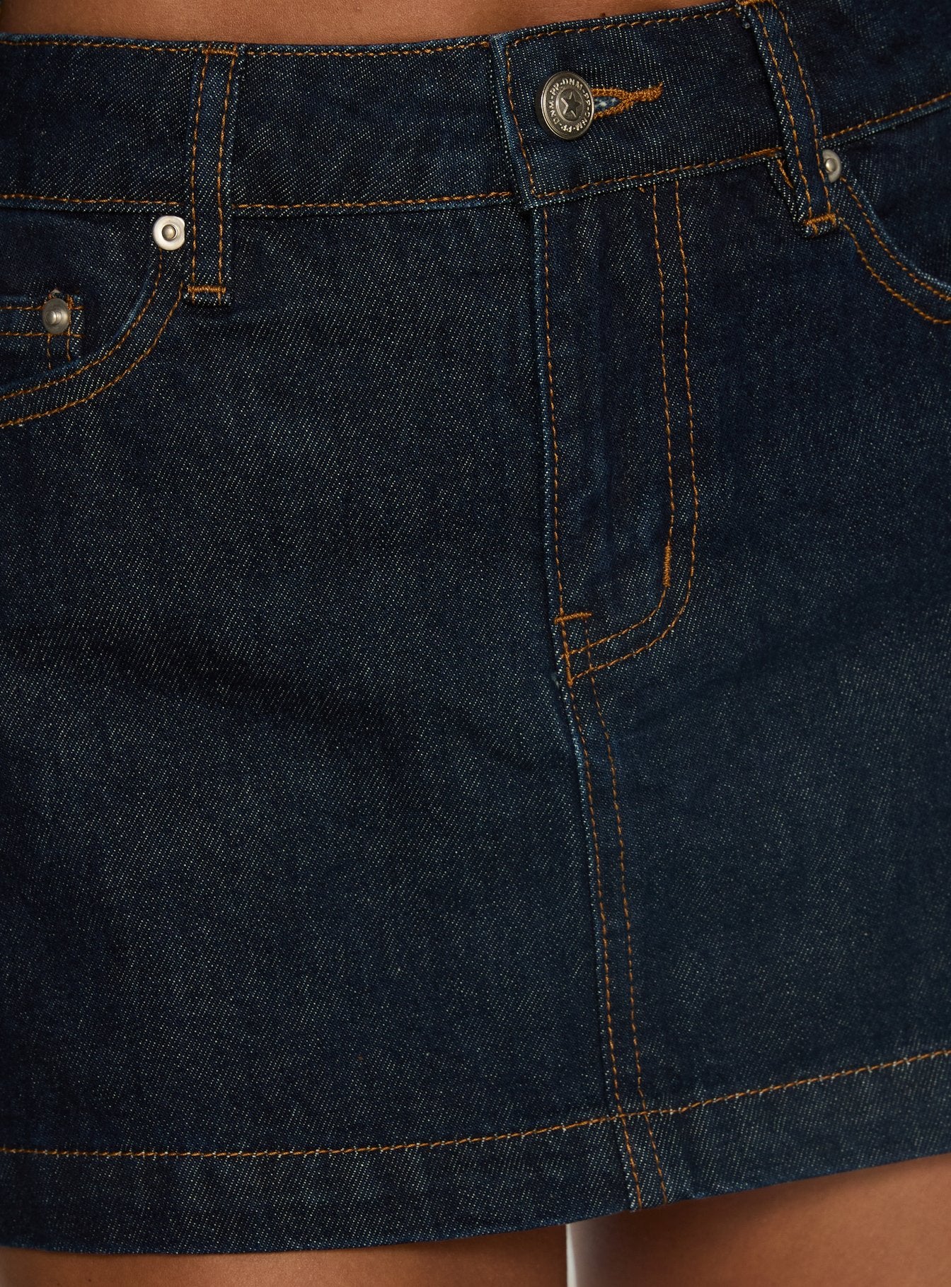 Nicolina Low Rise Denim Mini Skirt Raw Denim - Image 5