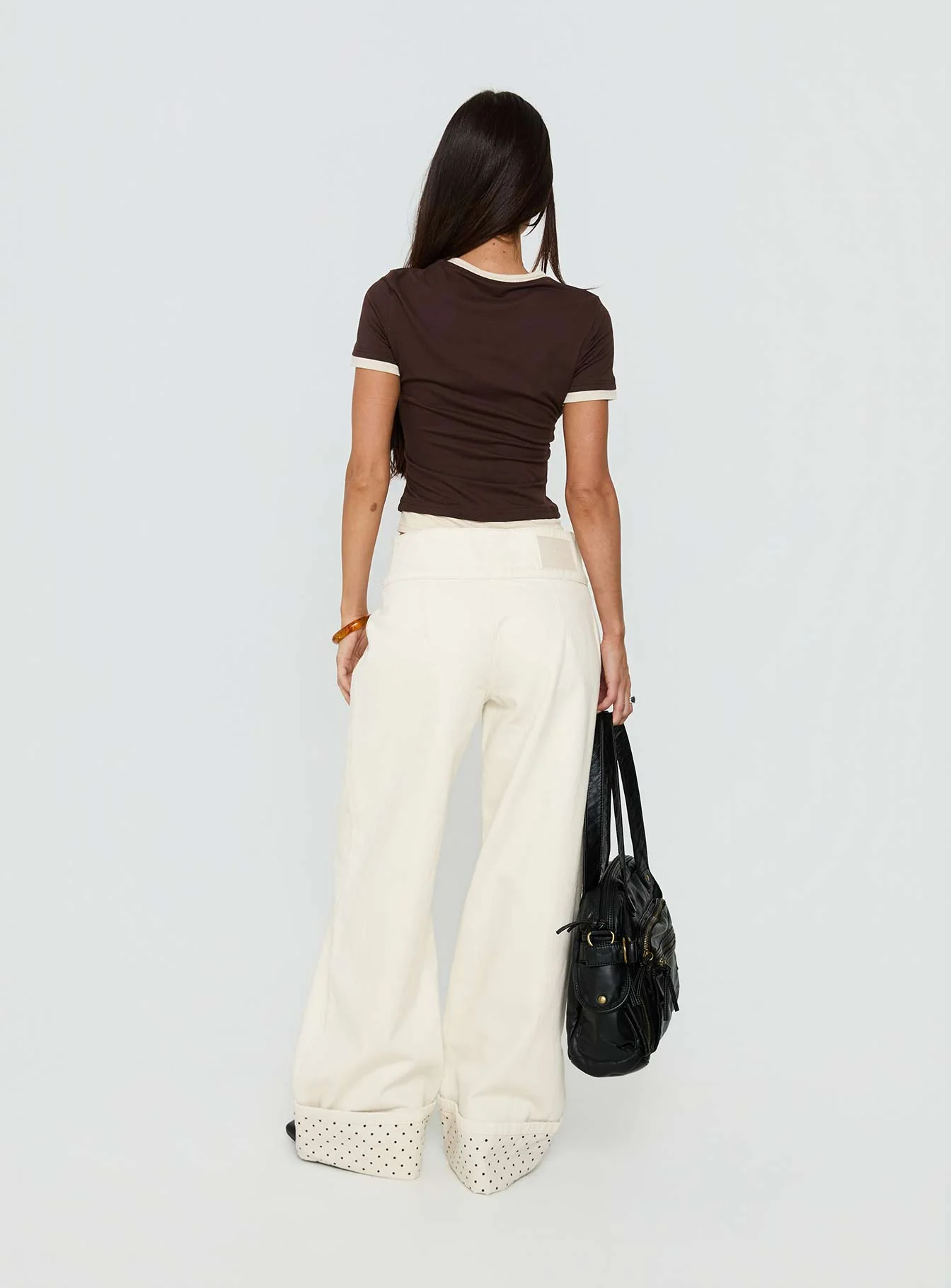 Nikoletta Foldover Jeans Cream / Polka - Image 5