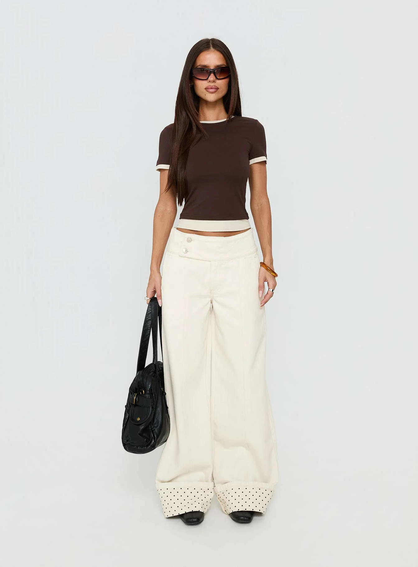 Nikoletta Foldover Jeans Cream / Polka - Image 9