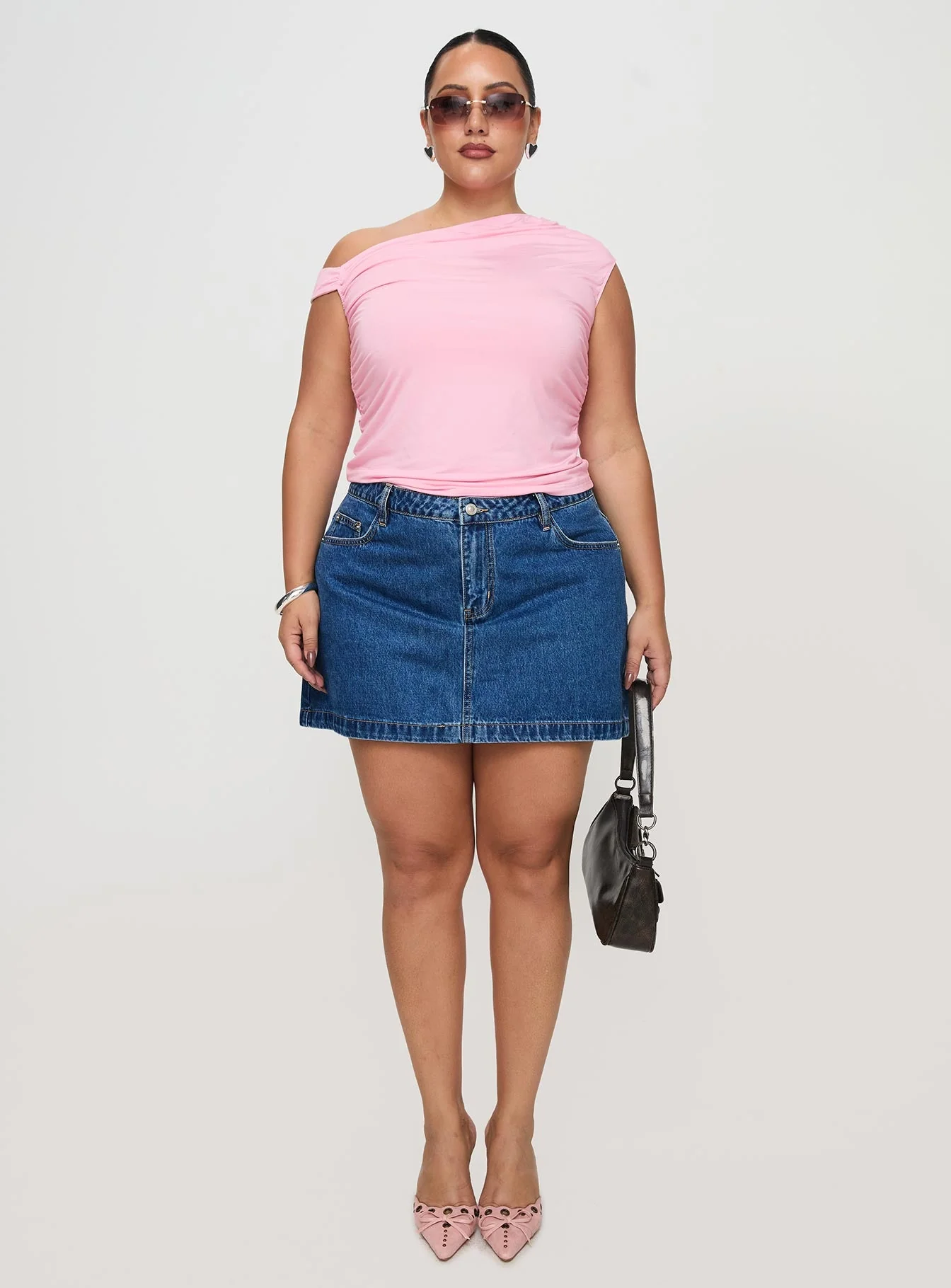 Nickei Denim Mini Skirt Mid Wash Curve - Image 7