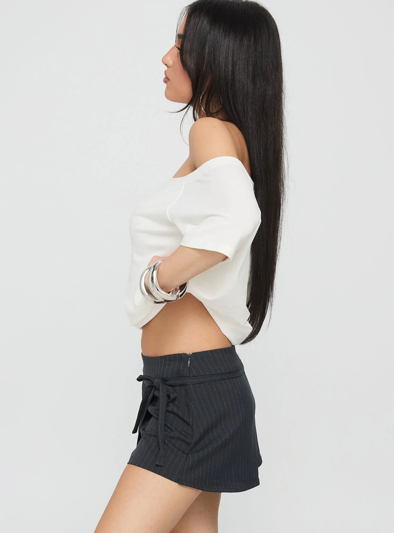 No Angel Wrap Skort Grey Pinstripe - Image 3