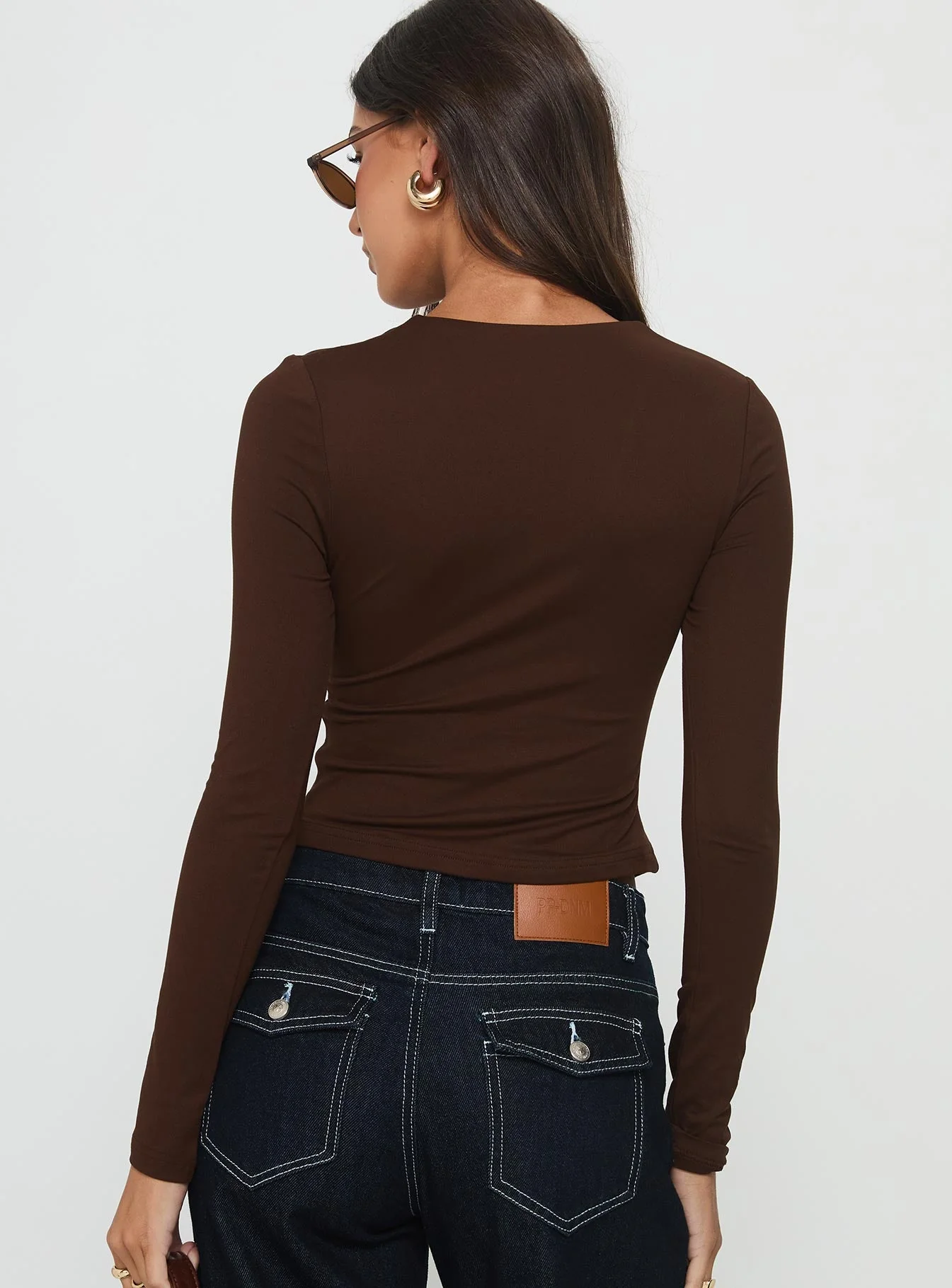 No Hard Feelings Twist Long Sleeve Top Brown - Image 4
