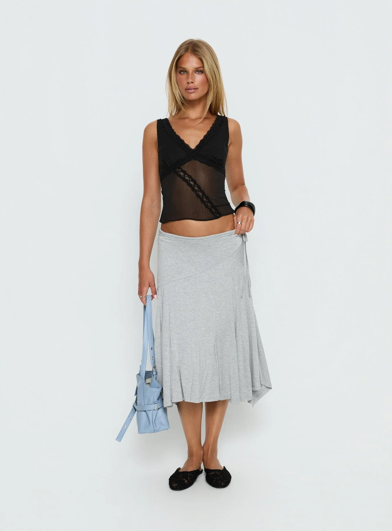 No Place Like Home Lace Trim V-Neck Top Black - Image 3