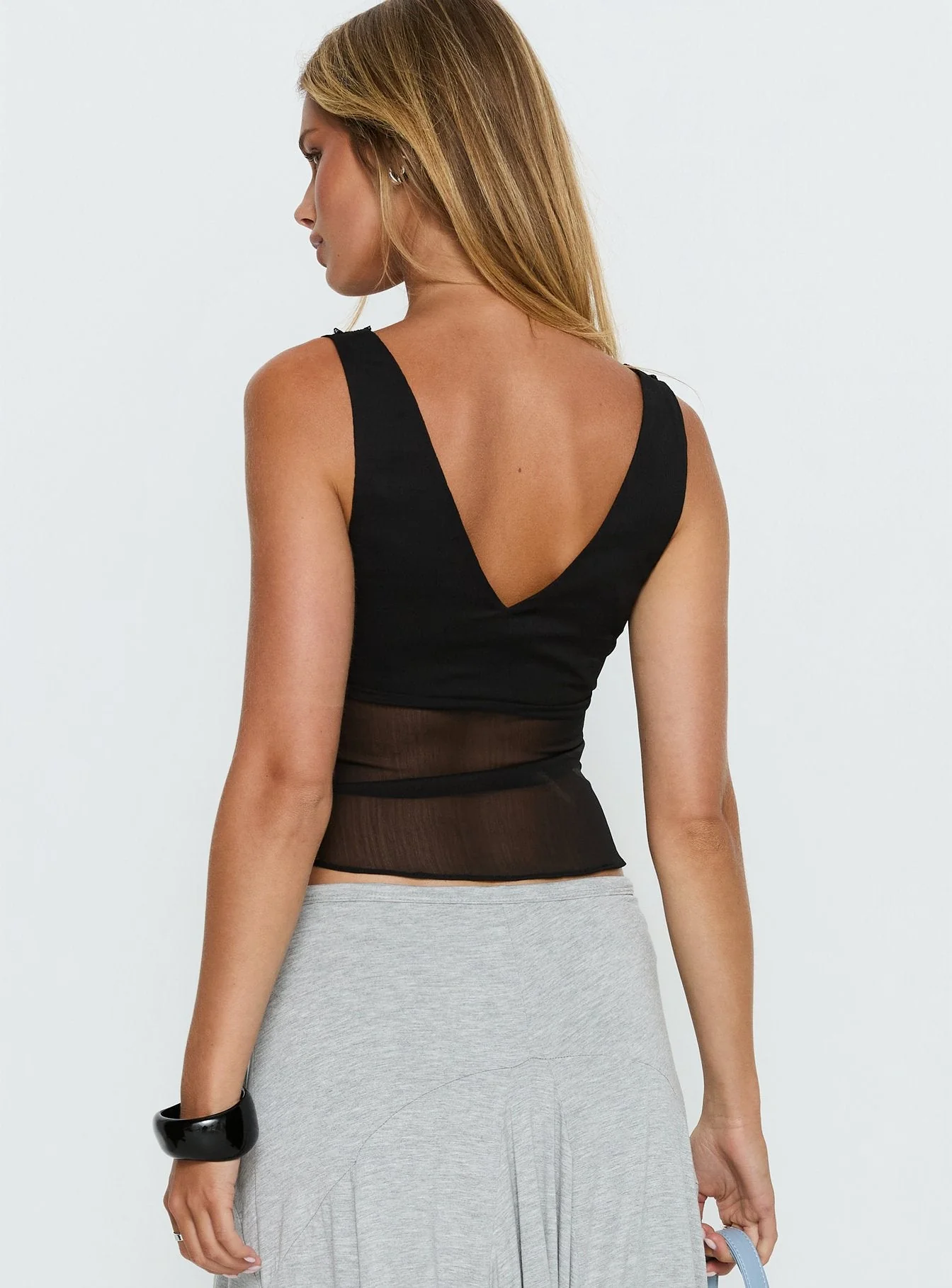 No Place Like Home Lace Trim V-Neck Top Black - Image 5