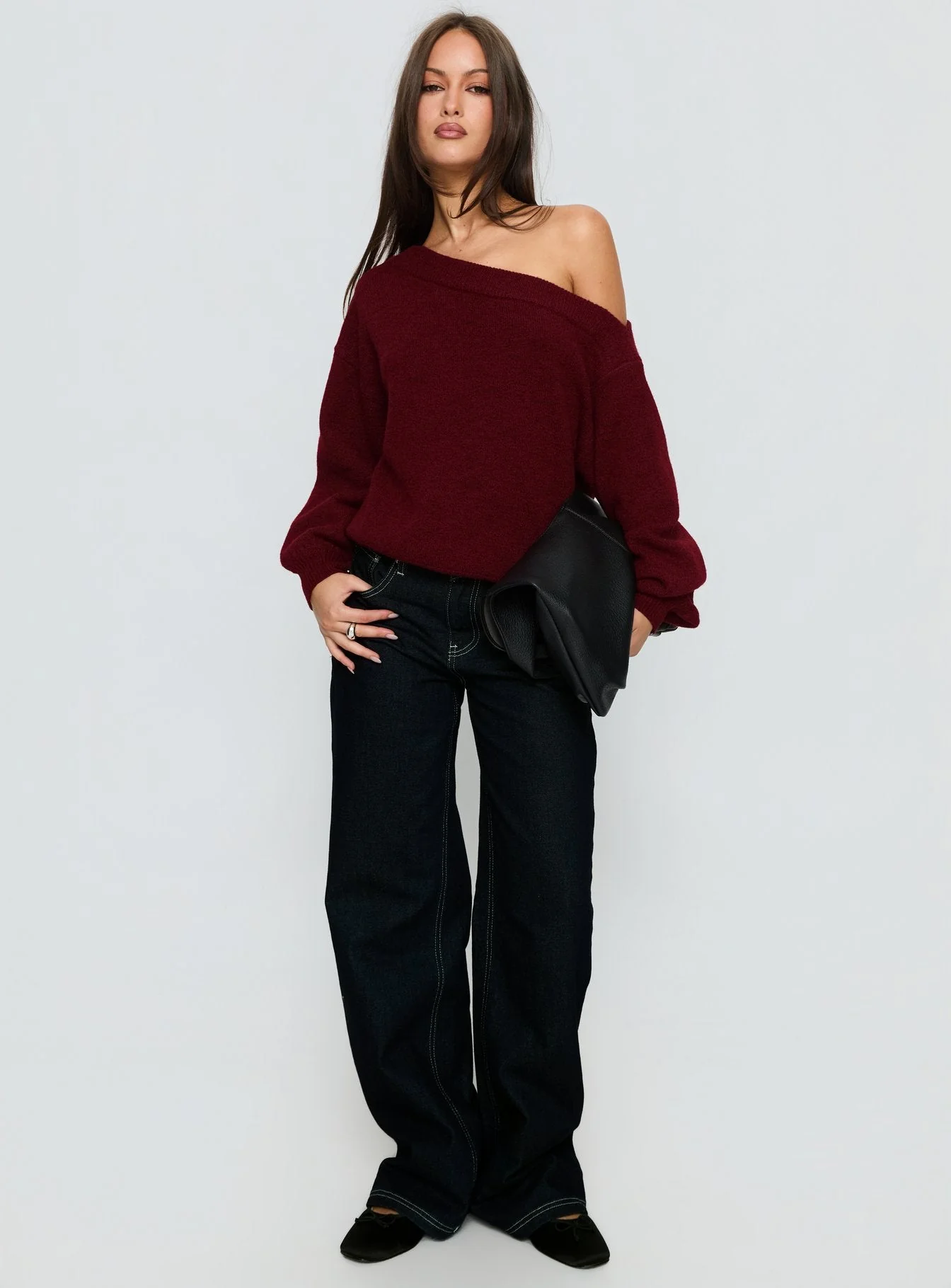 Noble Off The Shoulder Sweater Red - Image 3