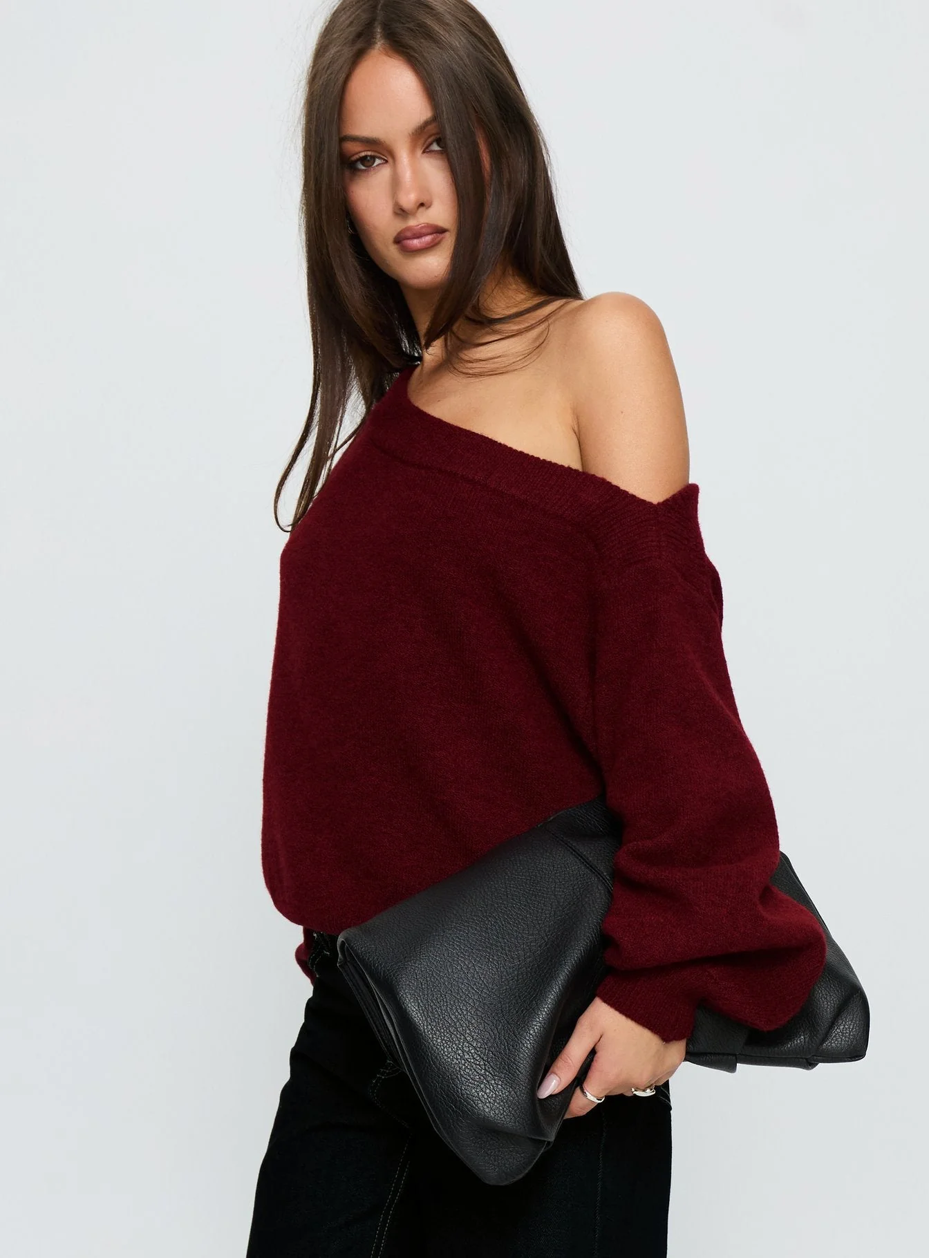 Noble Off The Shoulder Sweater Red - Image 4