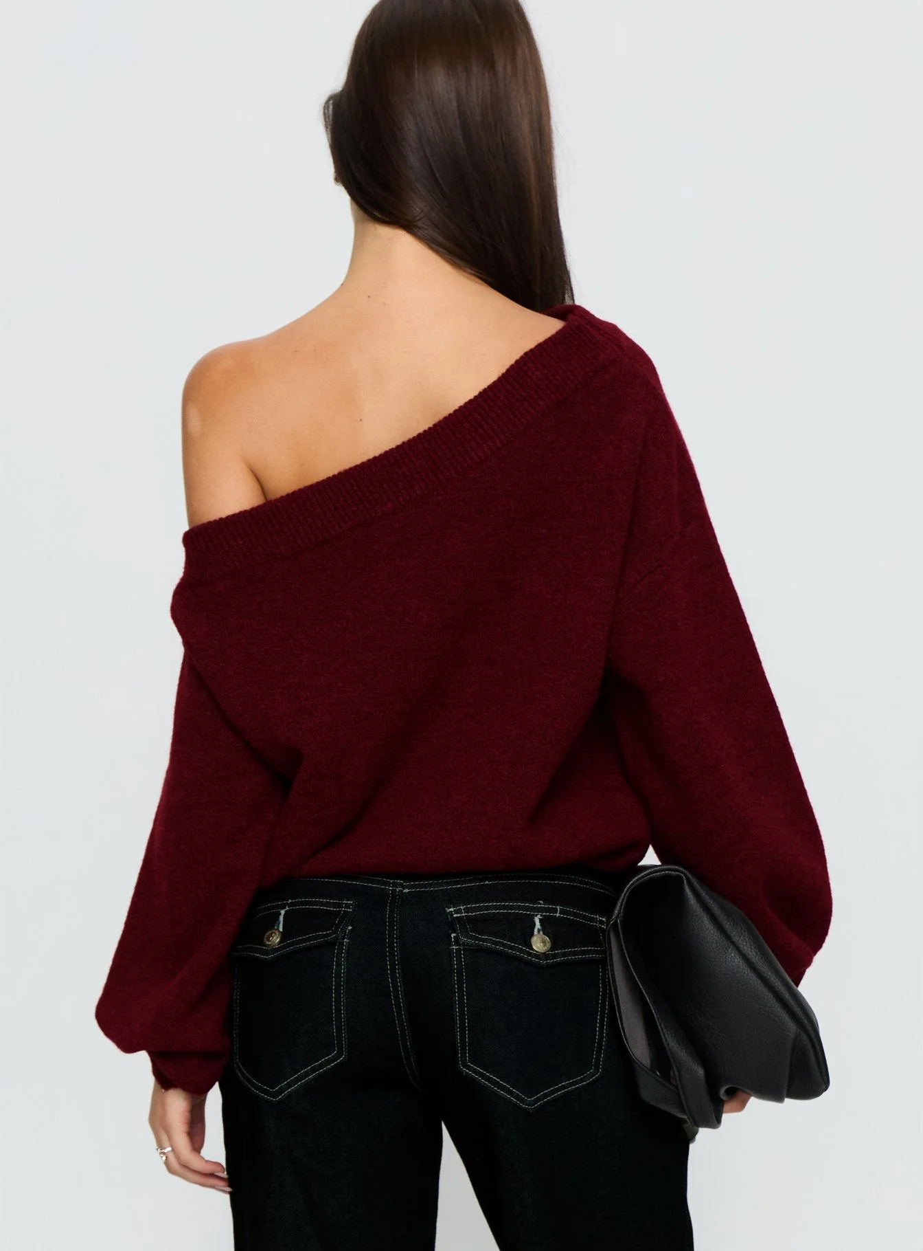 Noble Off The Shoulder Sweater Red - Image 5
