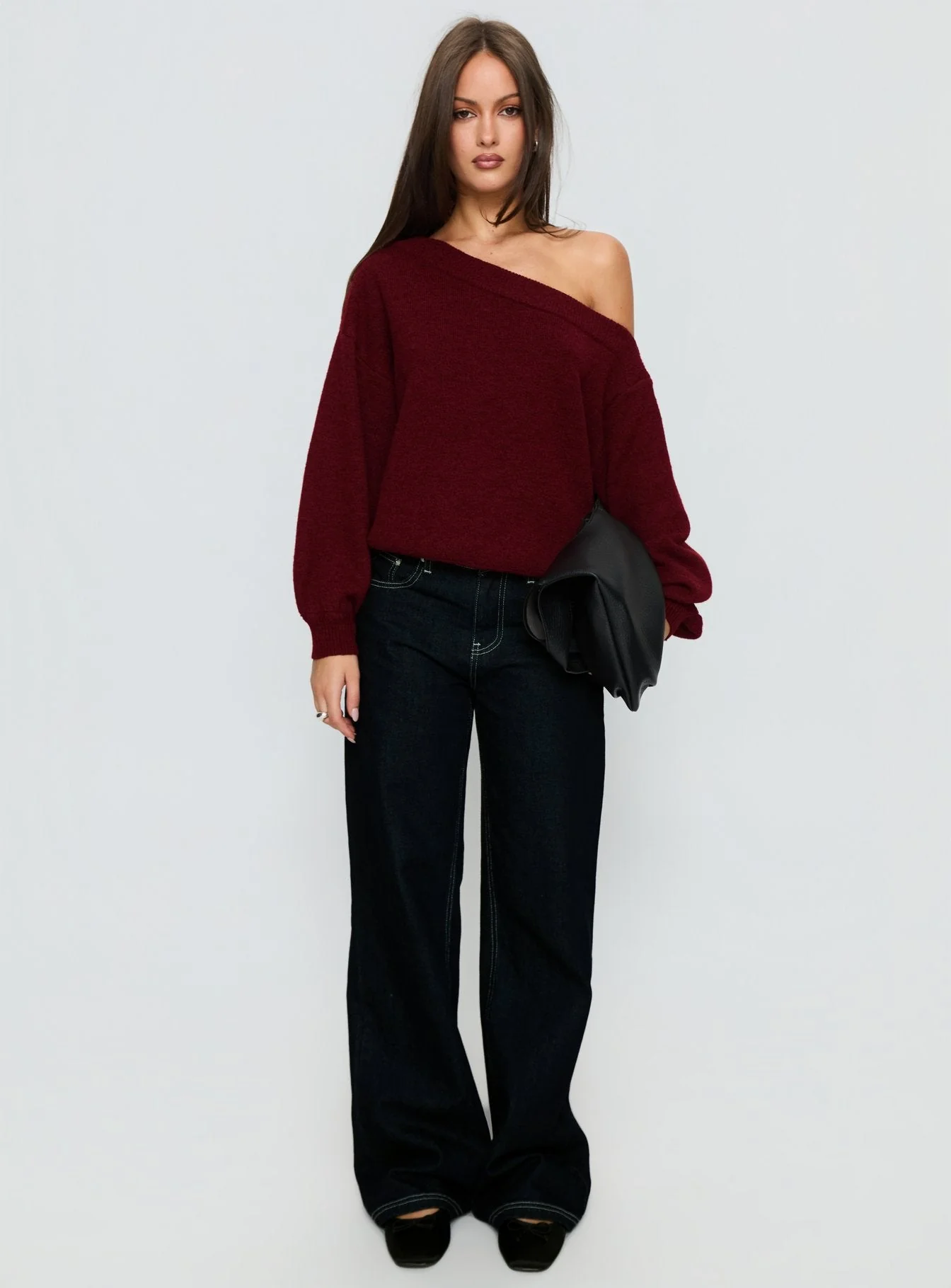 Noble Off The Shoulder Sweater Red - Image 7