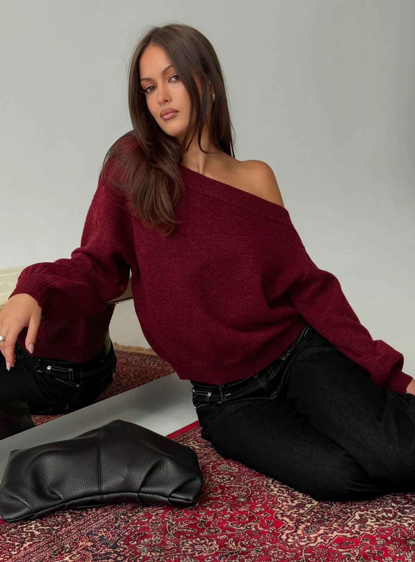 Noble Off The Shoulder Sweater Red - Image 8