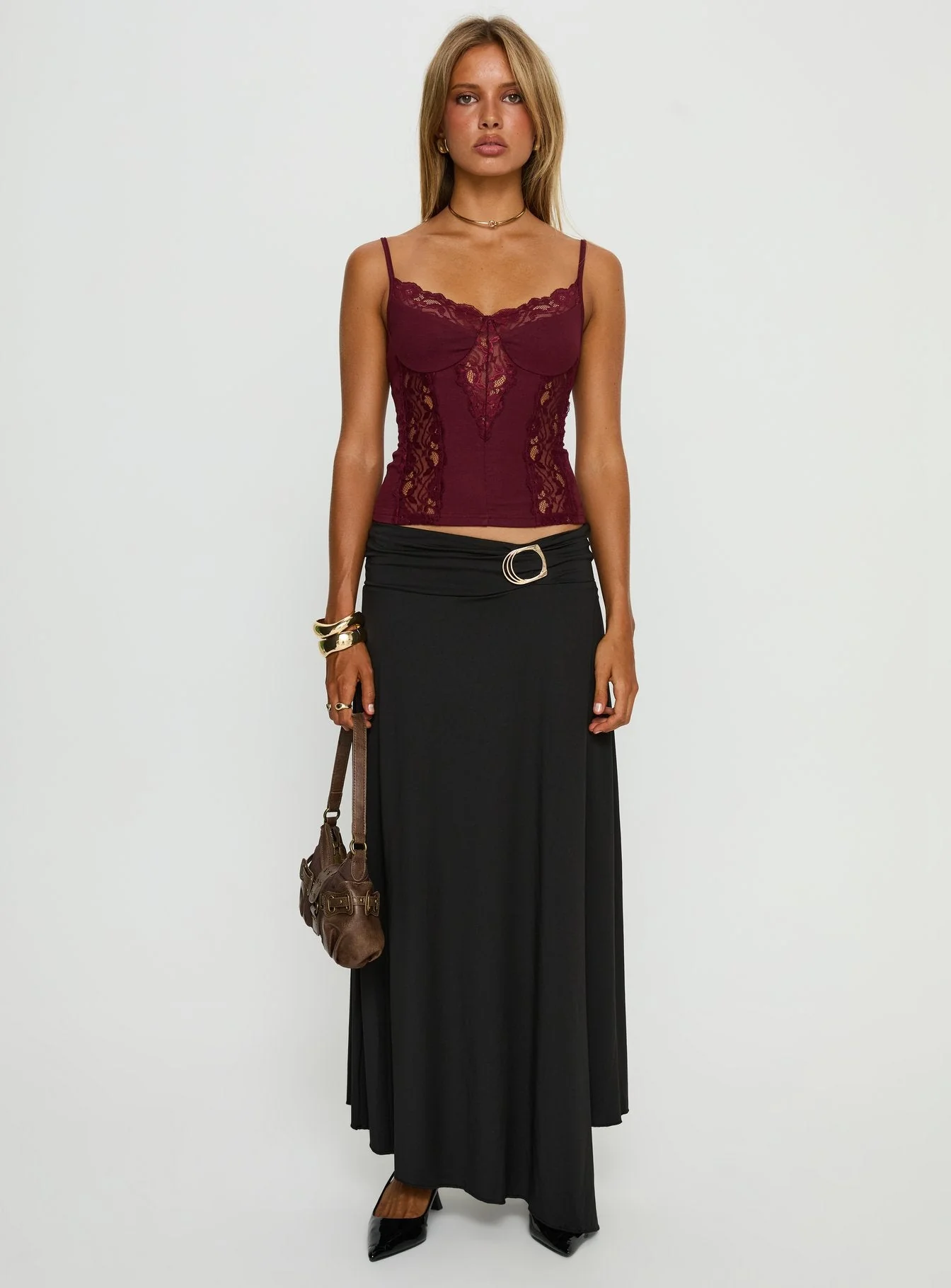 Nola Hardware Slit Maxi Skirt Black - Image 6