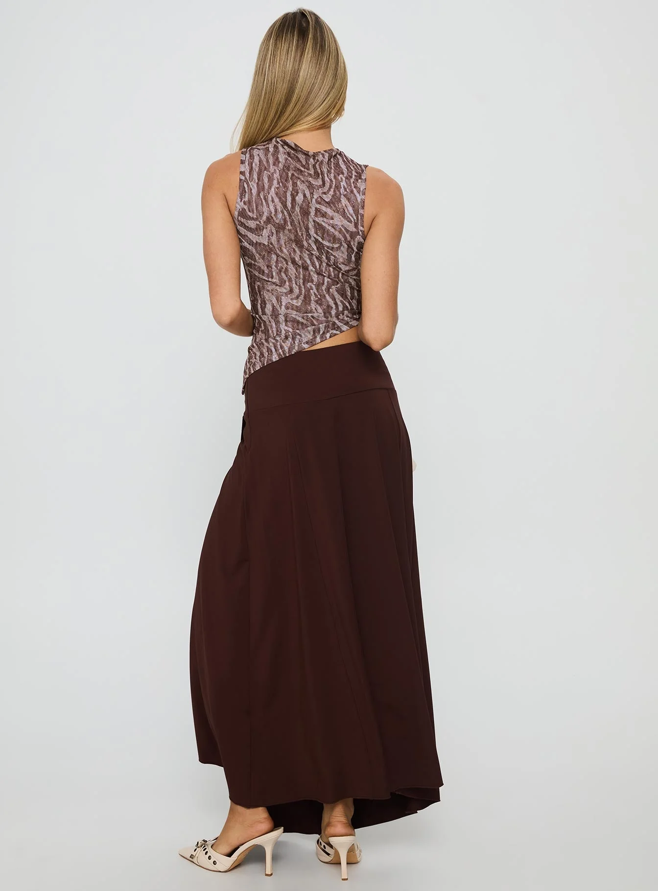 Nola Hardware Slit Maxi Skirt Brown - Image 5
