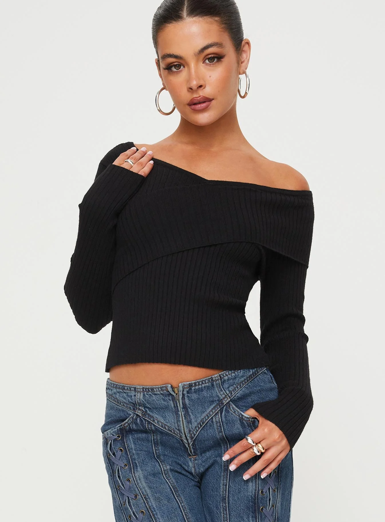 Nolia Long Sleeve Top Black - Image 2