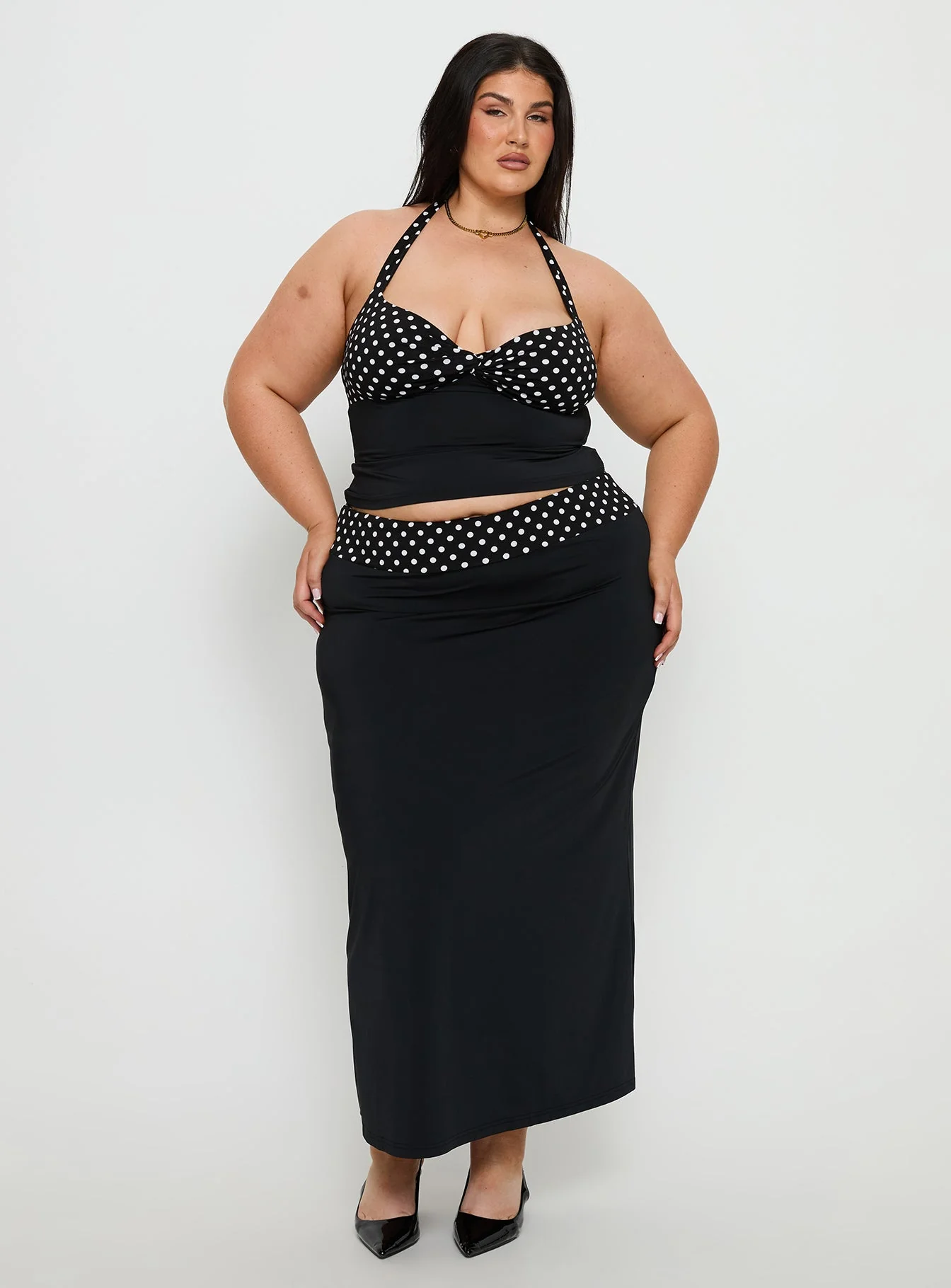 Norelle Halter Set Black Polka Curve - Image 2
