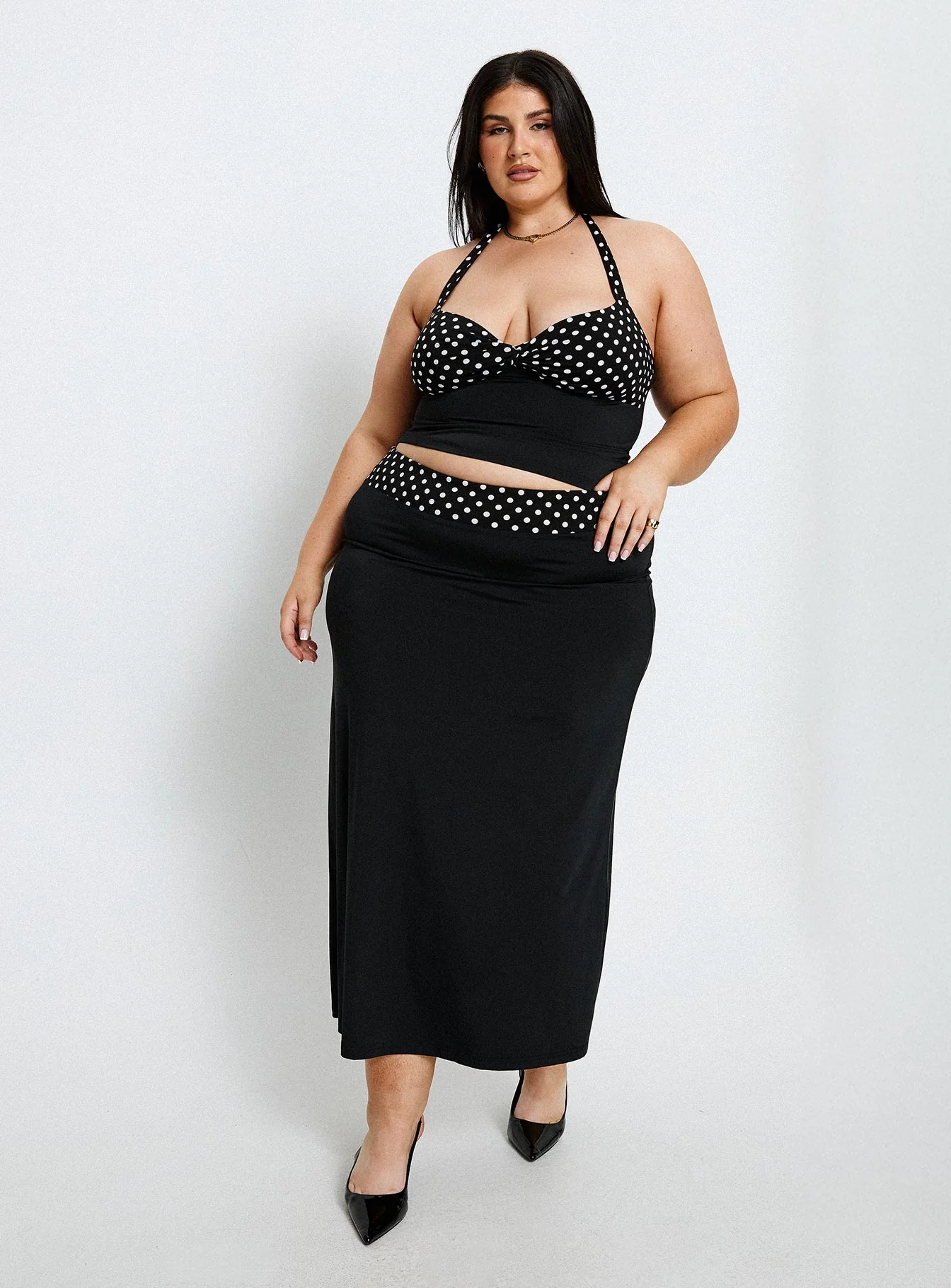 Norelle Halter Set Black Polka Curve - Image 8