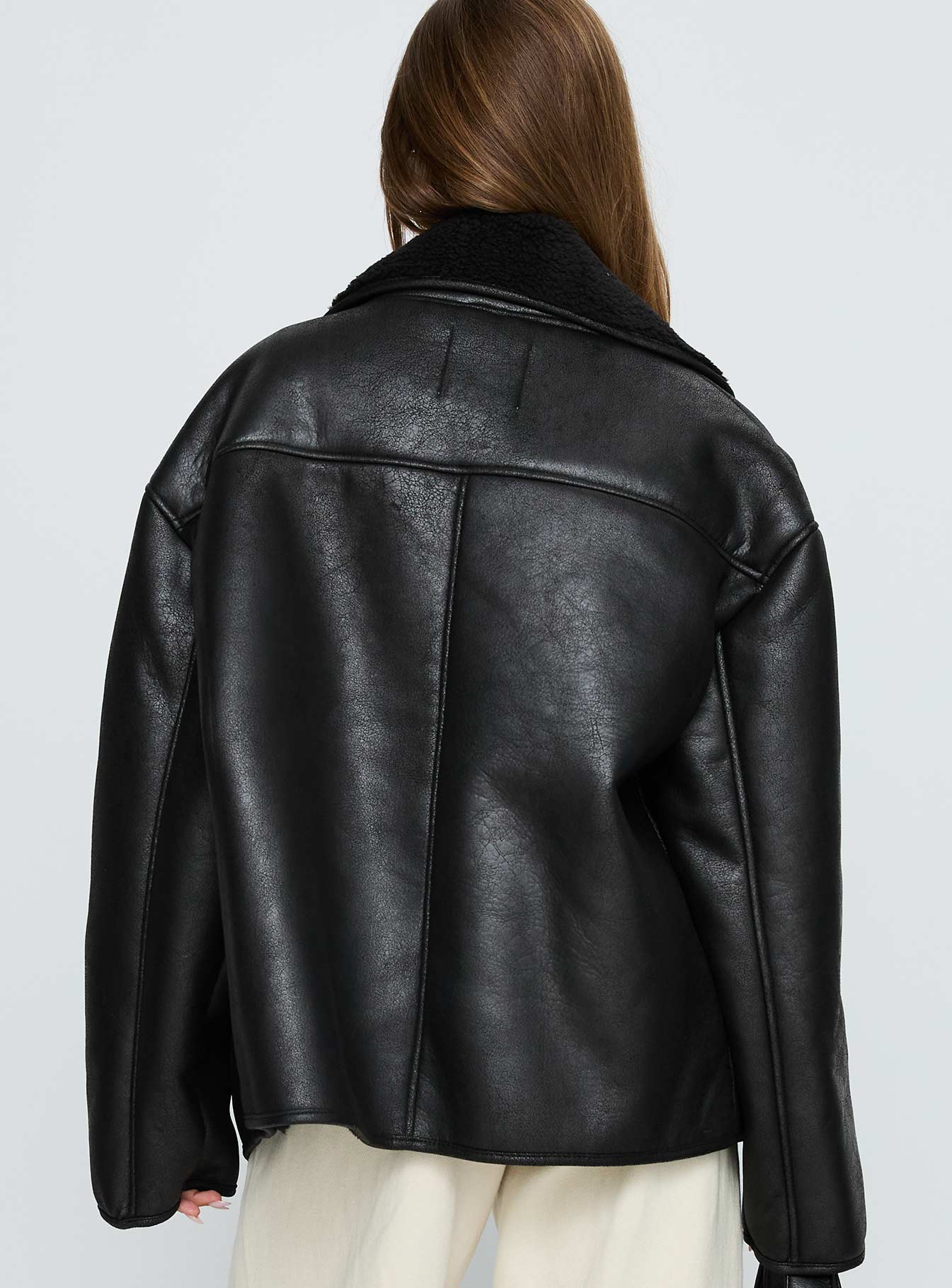 Nunez Faux Leather Jacket Black - Image 4