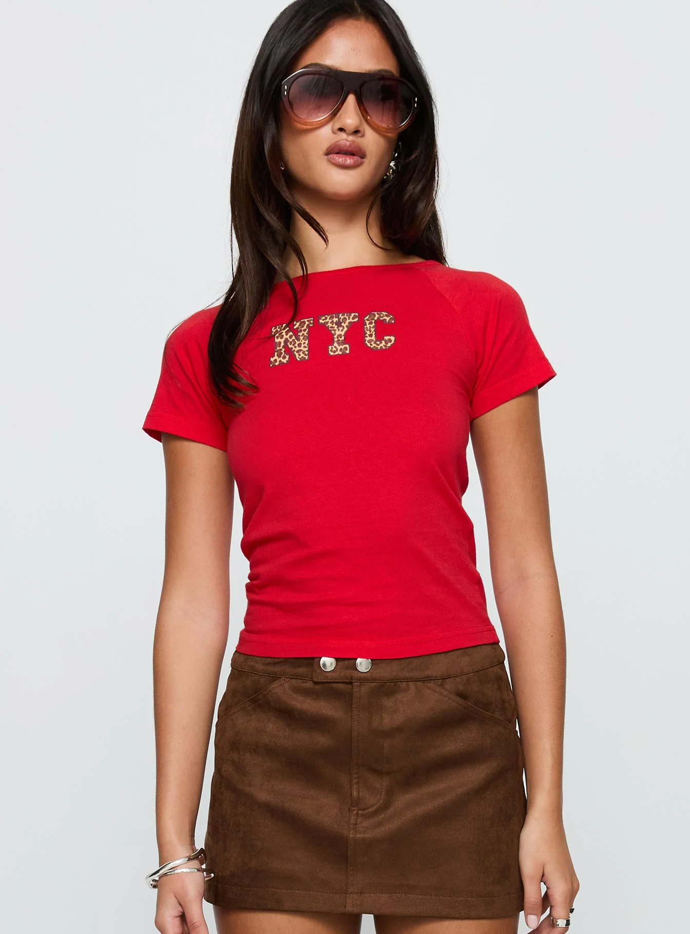 Nyc Leopard Graphic Top Red - Image 2
