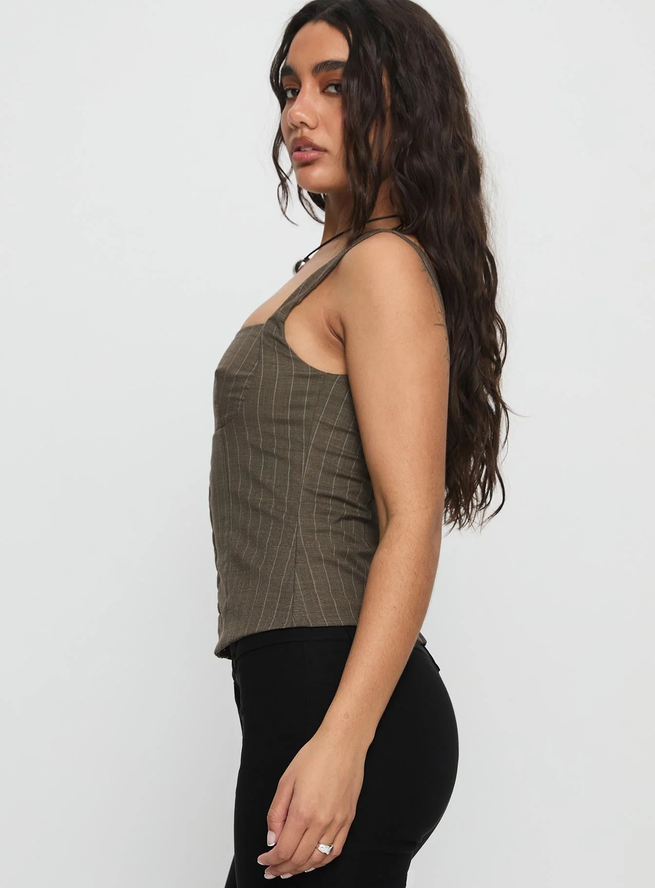 Nylen Tailored Suiting Top Brown Pinstripe - Image 4