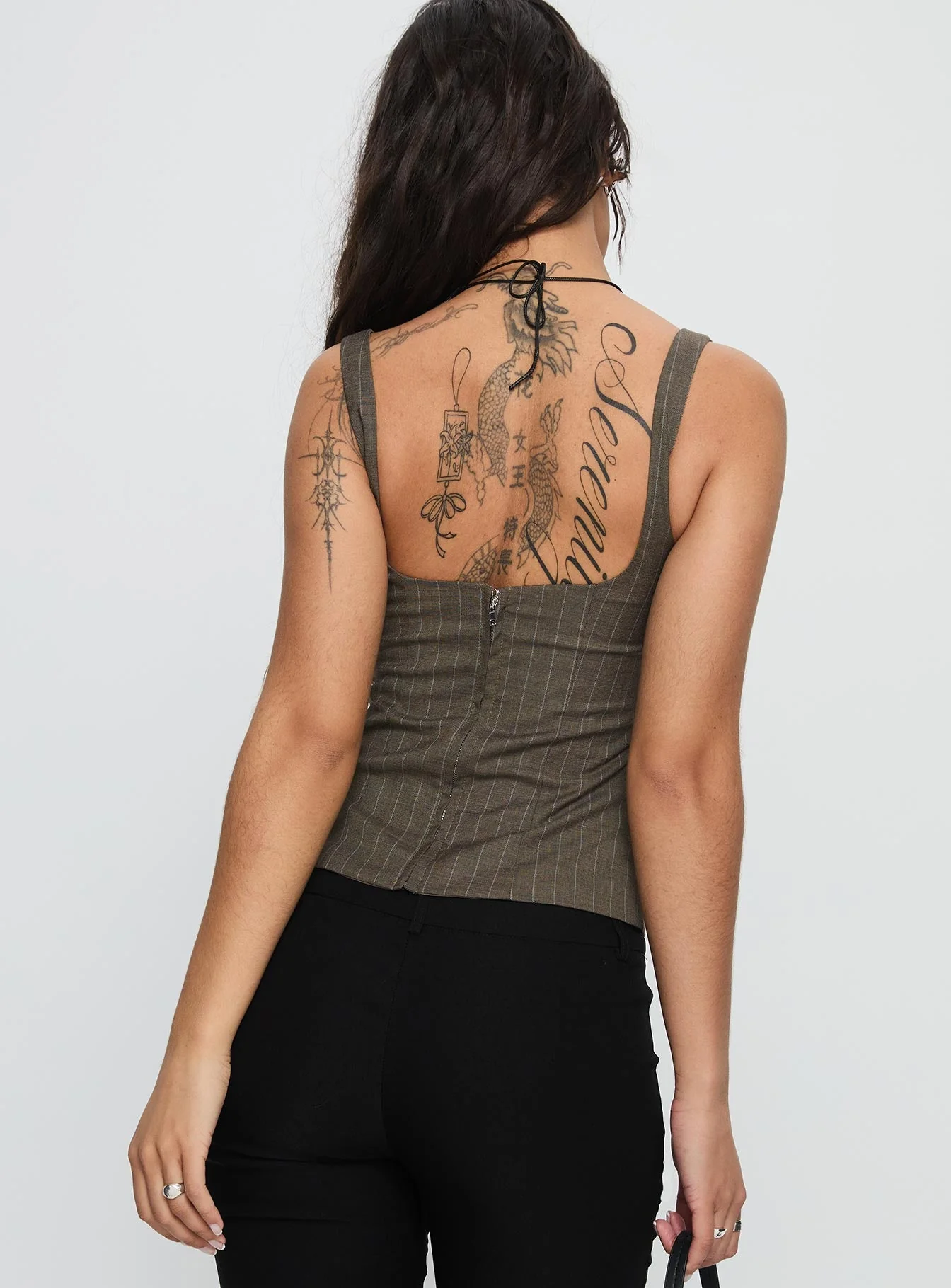 Nylen Tailored Suiting Top Brown Pinstripe - Image 5