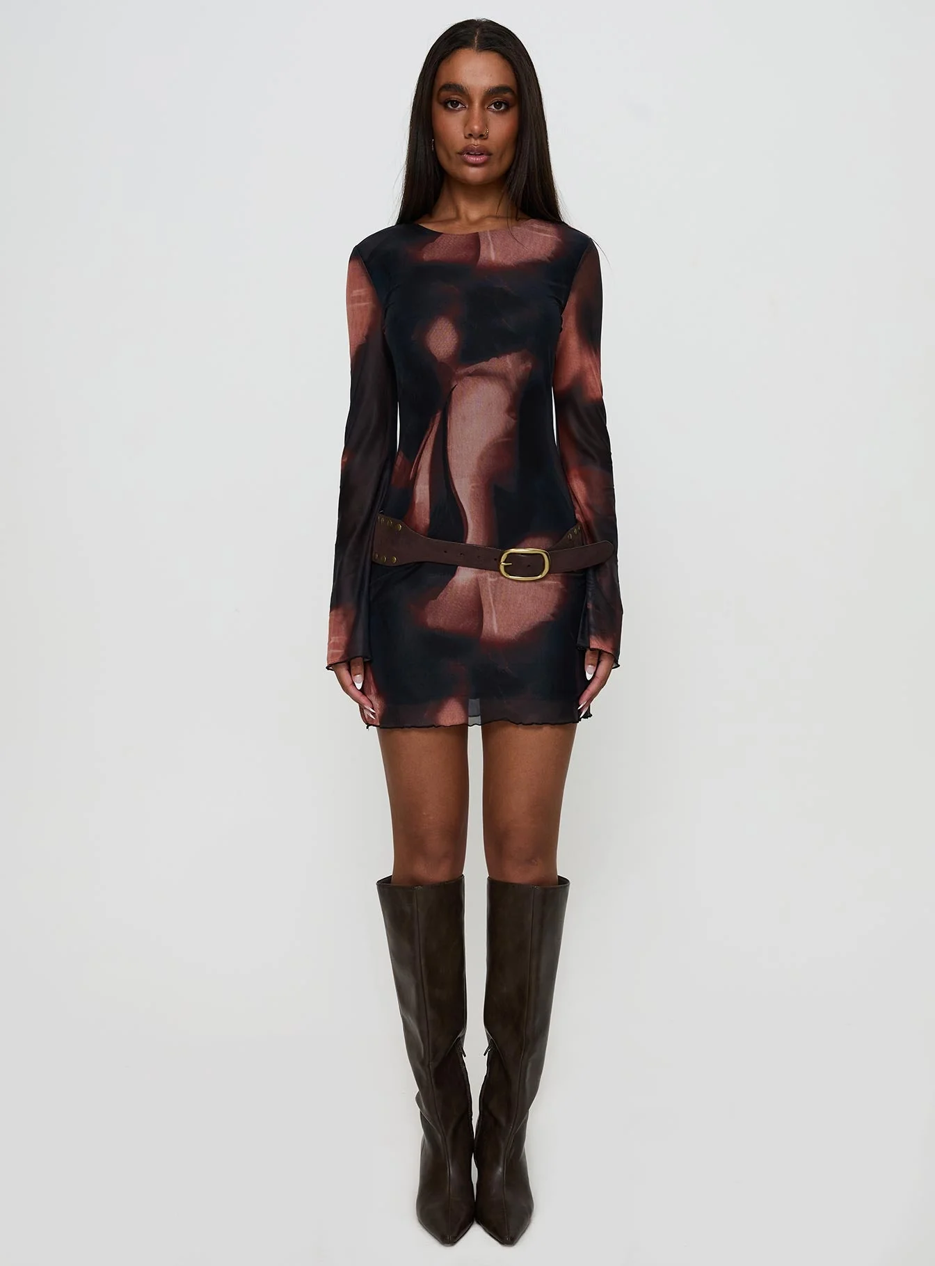 Nyxia Long Sleeve Mini Dress Multi - Image 7