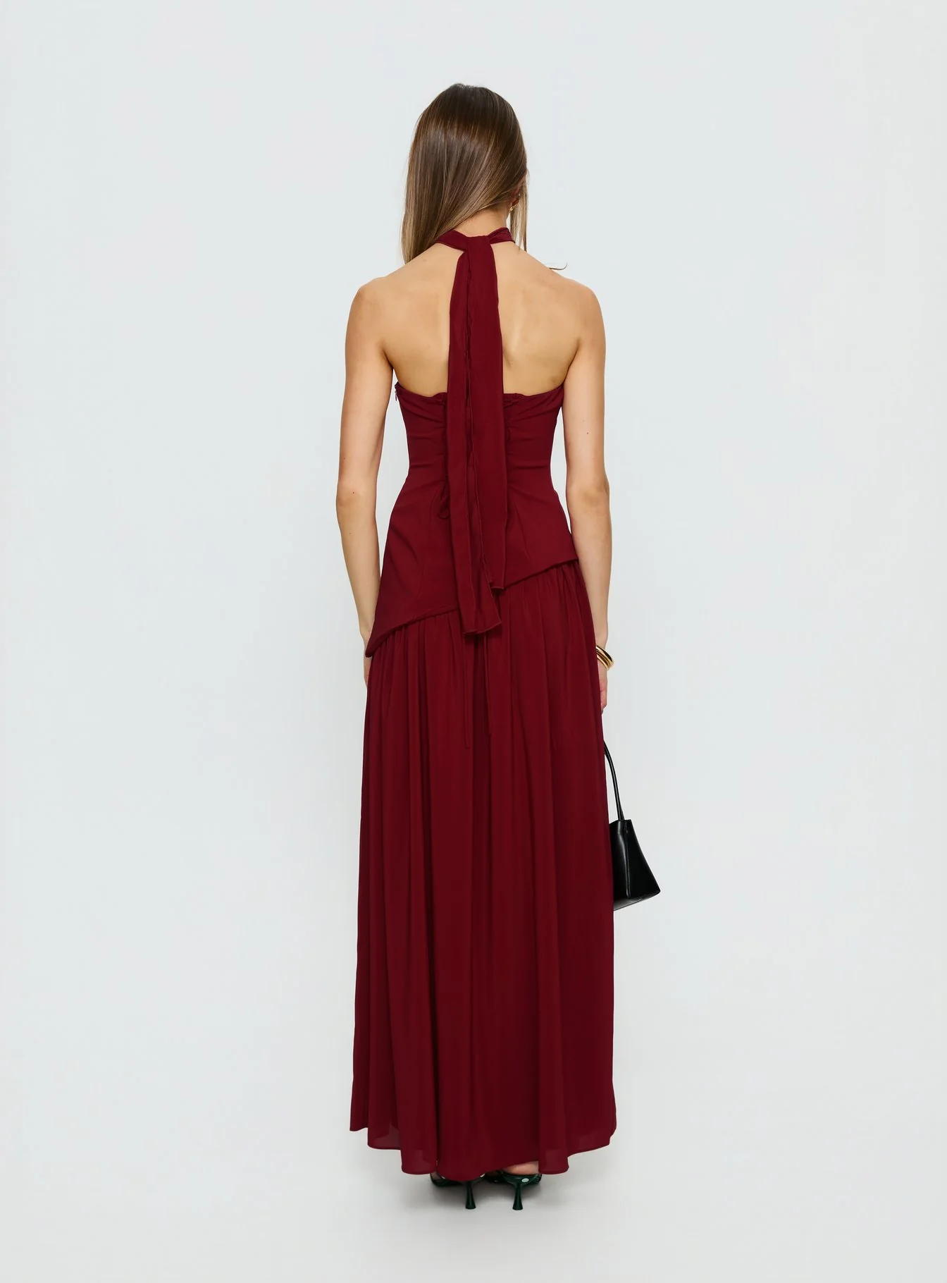 Odela Strapless Drop Waist Maxi Dress Cherry - Image 5