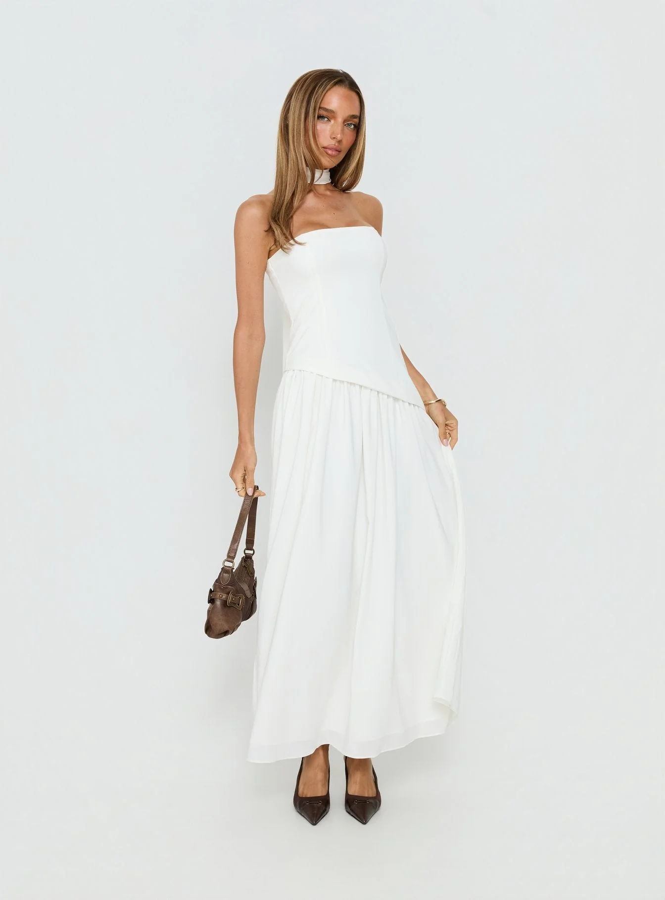 Odela Strapless Drop Waist Maxi Dress White - Image 2