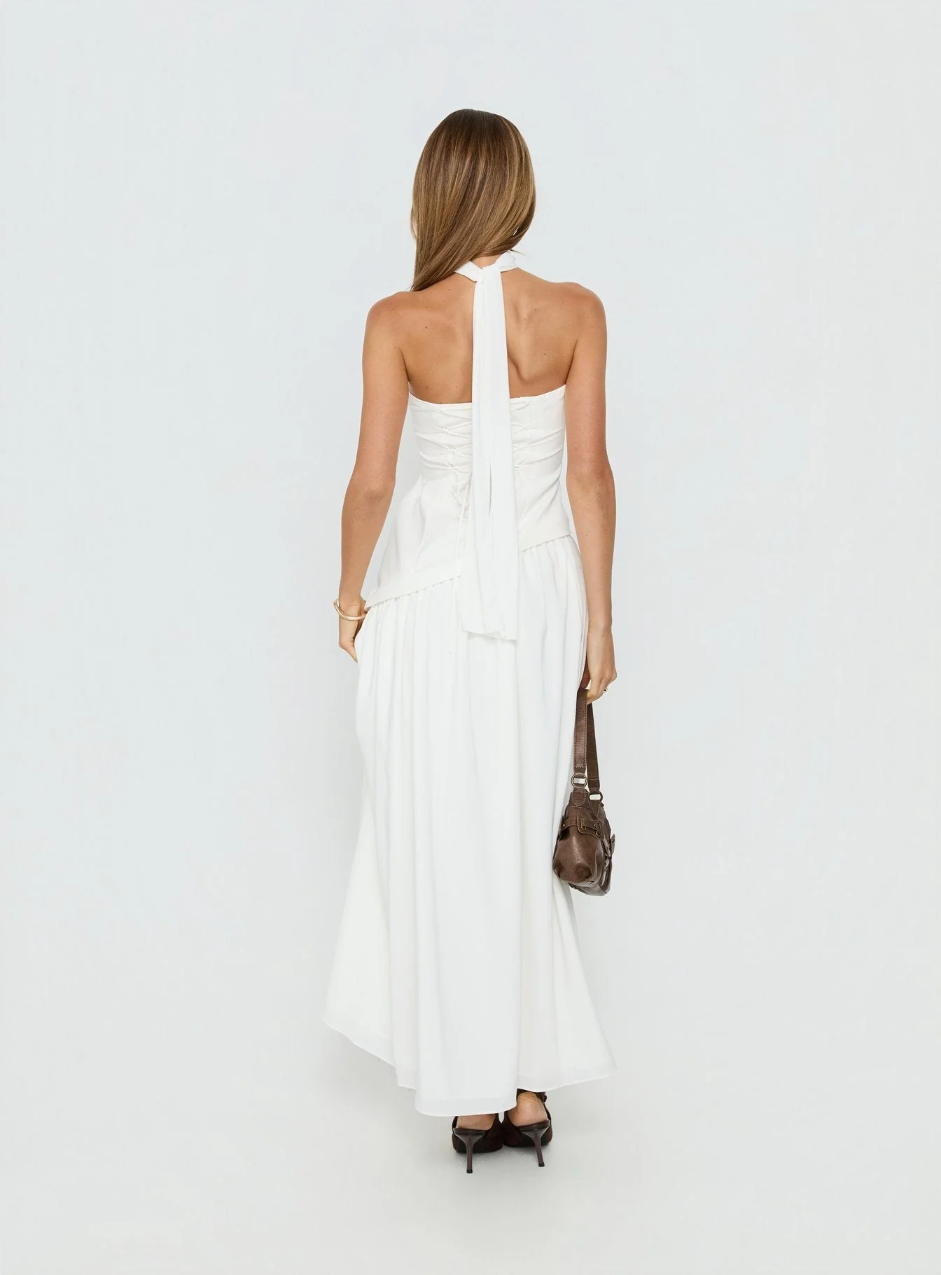 Odela Strapless Drop Waist Maxi Dress White - Image 5
