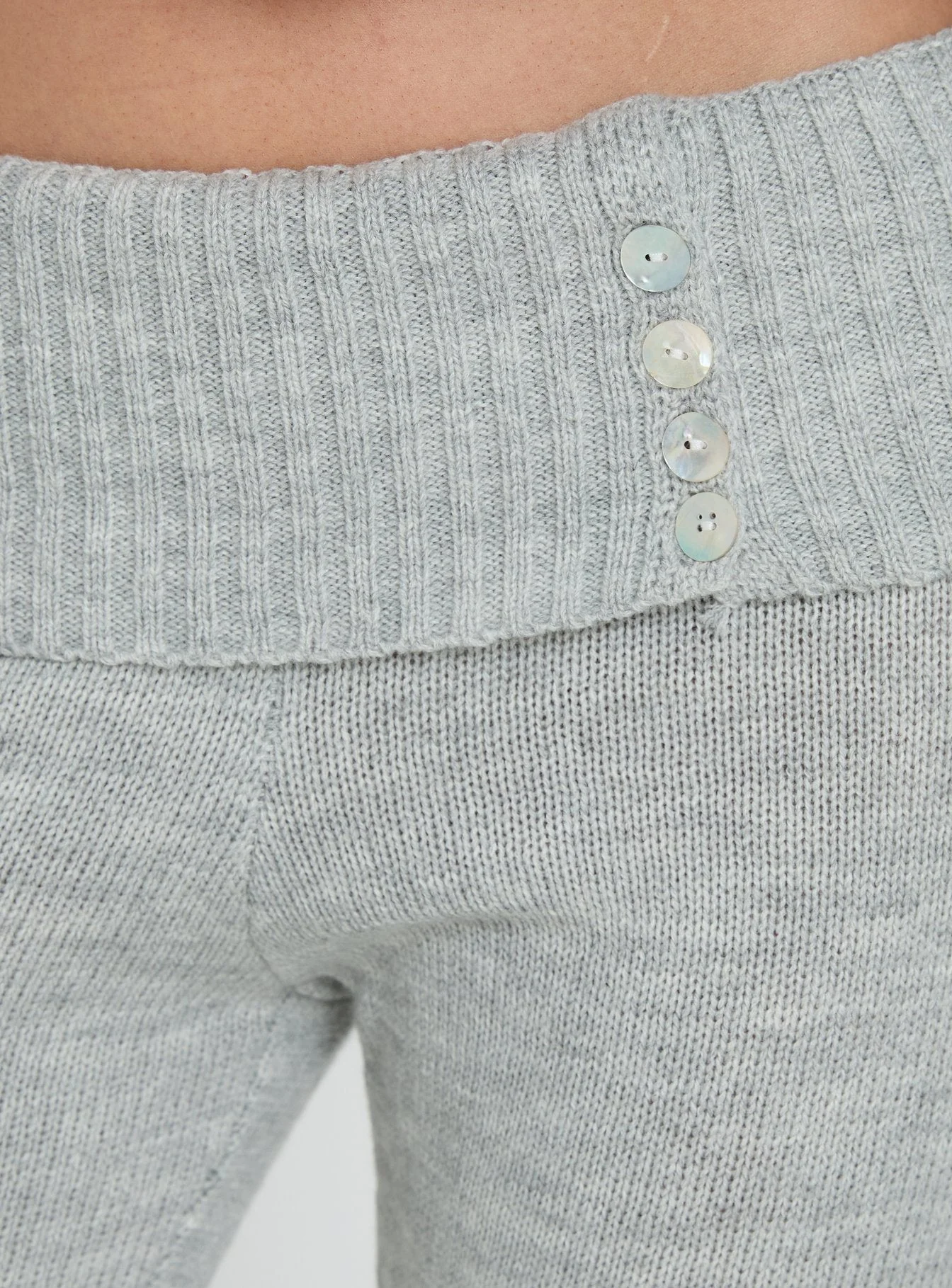 Odeline Fold Over Knit Pants Grey Marle - Image 6