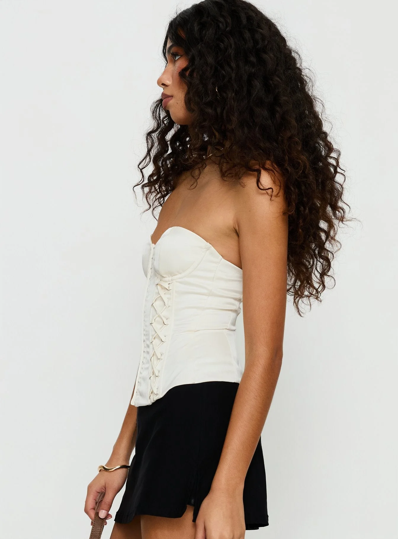 Odella Strapless Corset Top Cream - Image 4