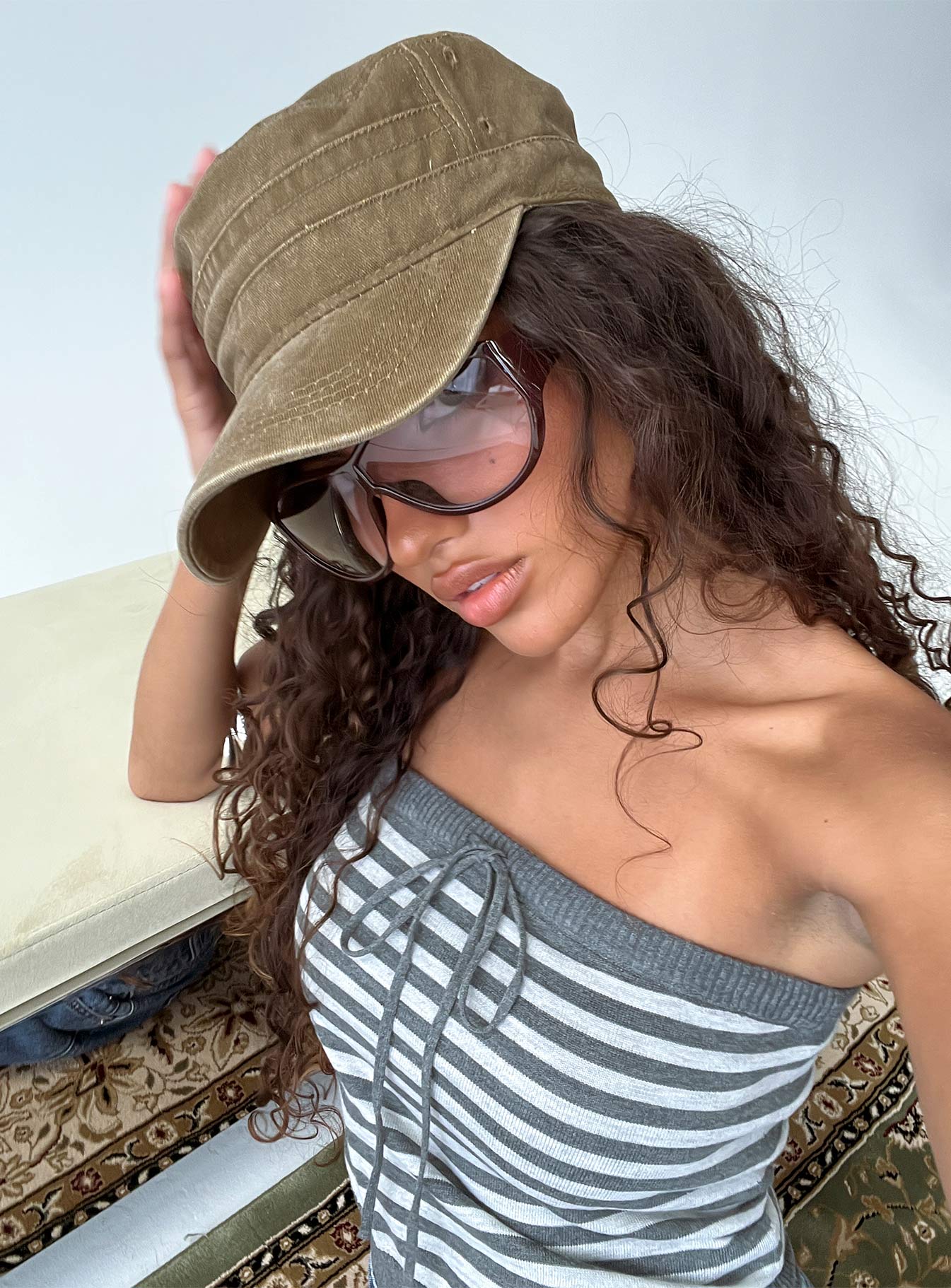 Odera Military Cap Washed Beige - Image 5